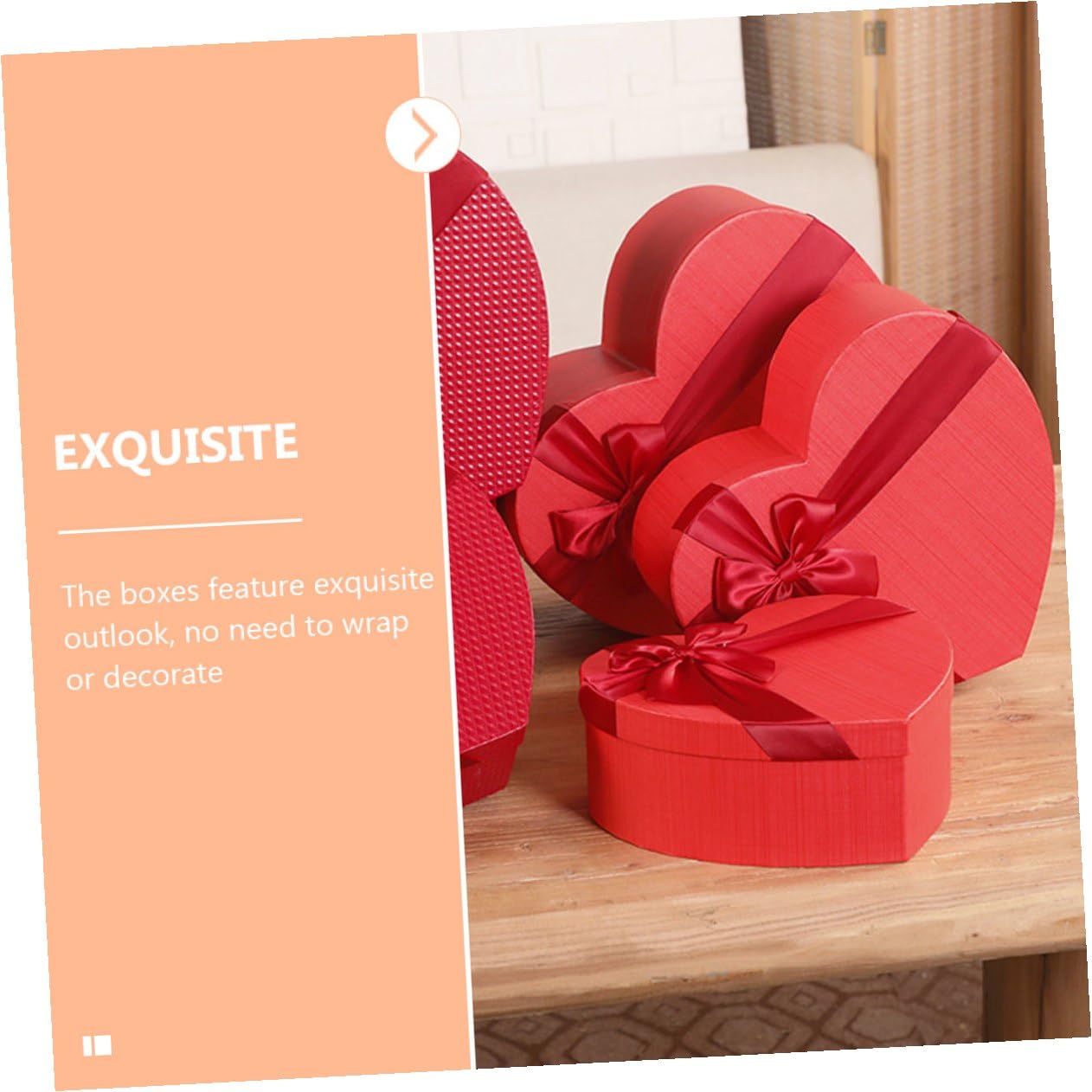 HOLIDYOYO 3 Stück-pack Rote Herzförmige Geschenkboxen aus Papier für Valentinstag und Geburtstag