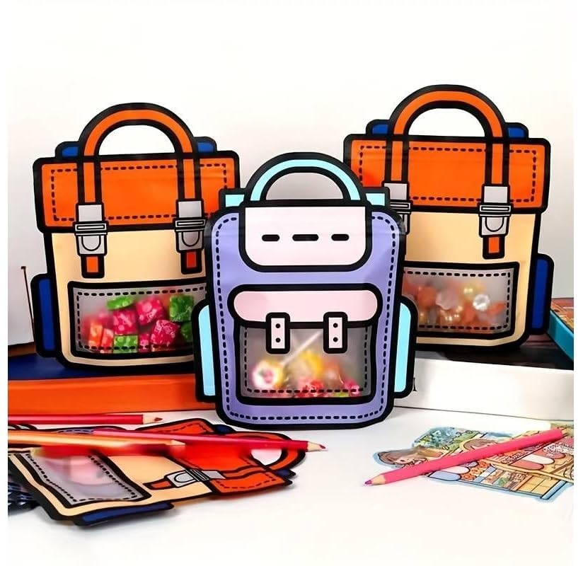 Anaant Candy Cookies Portable Ziploc Hand Bag Gift Bag Hand Goody Bag Back to School Party Favor Handbag Pouches for Kids School Supplies (12)