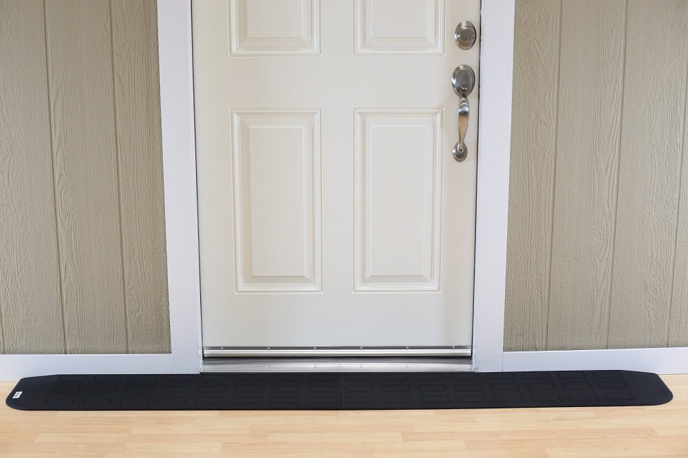 SafePath Recycled Rubber Threshold Ramp: 1" H 46" L ADA Compliant Ramps, Matte Black - Made in USA: Doorway Entry Wheelchair Ramp