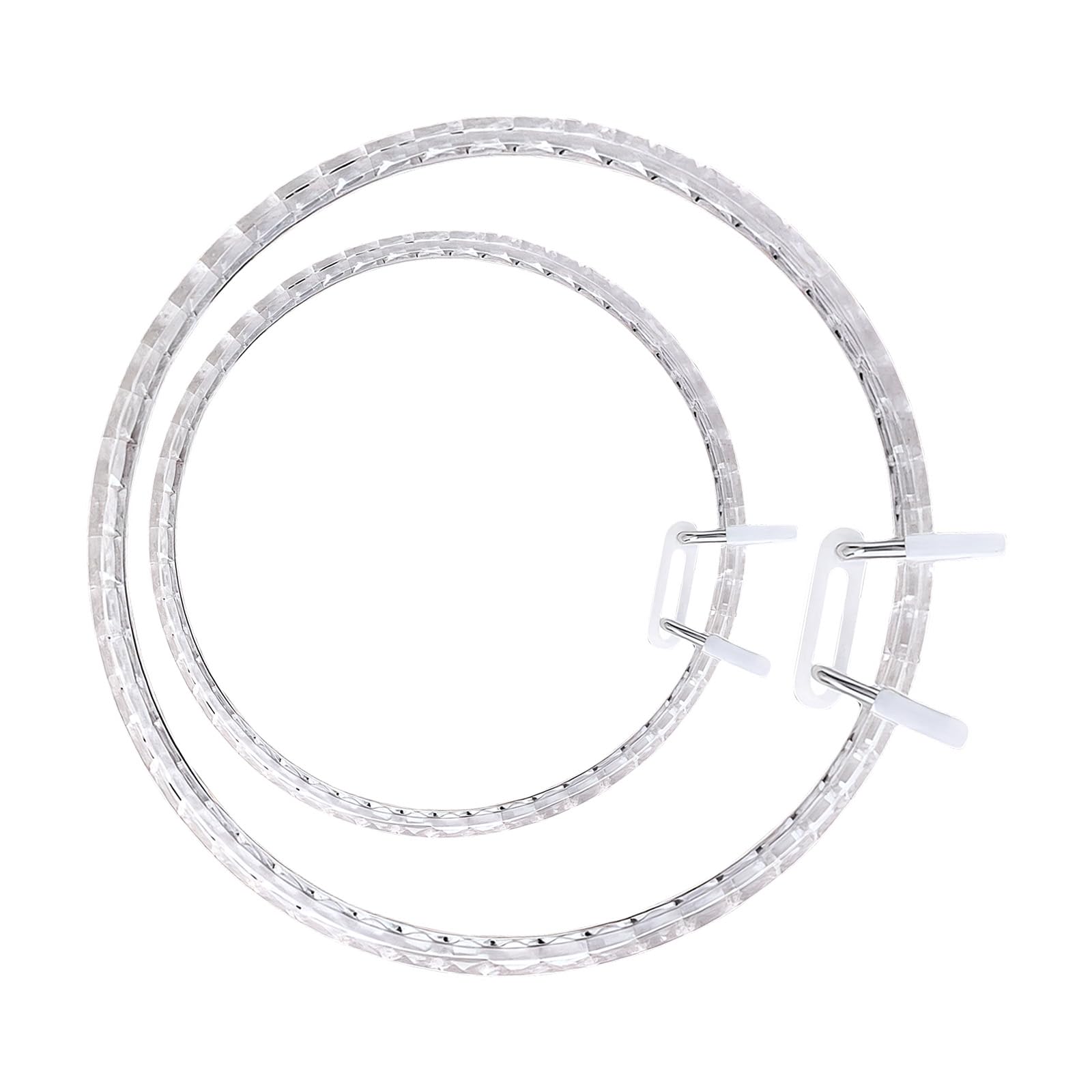 CAZSTYK 2Pieces Acrylic Spring Hoops for Embroidery Surfaces and Comfortable Grip for Long Supplies Nonslip Acrylic Embroidery Hoops