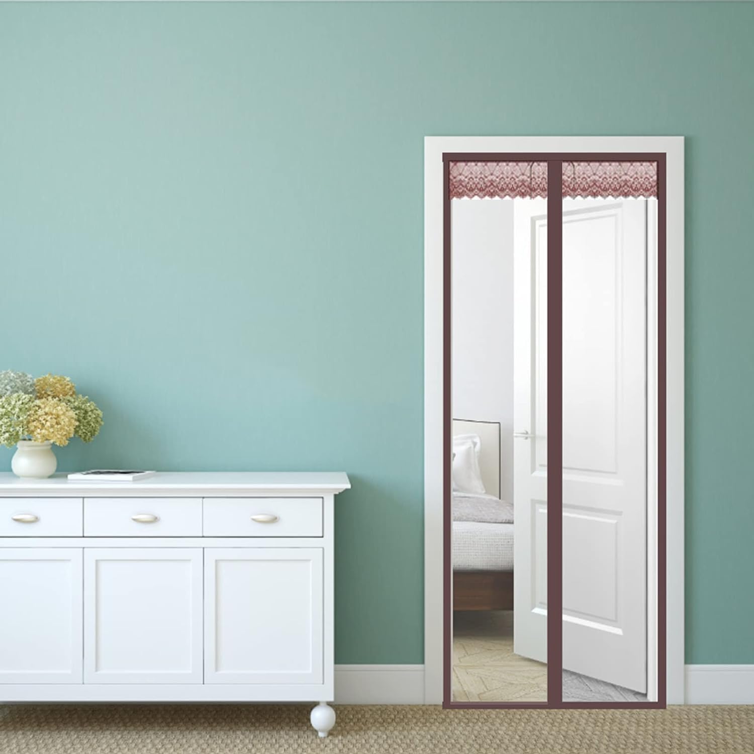 Transparent Thermal Insulated Door Curtain- Magnetic Self-Closing PVC Door Cover- Seal Insulation Winter Stop Draft for Terrace, Kitchen, Window，Air-Conditioning Room