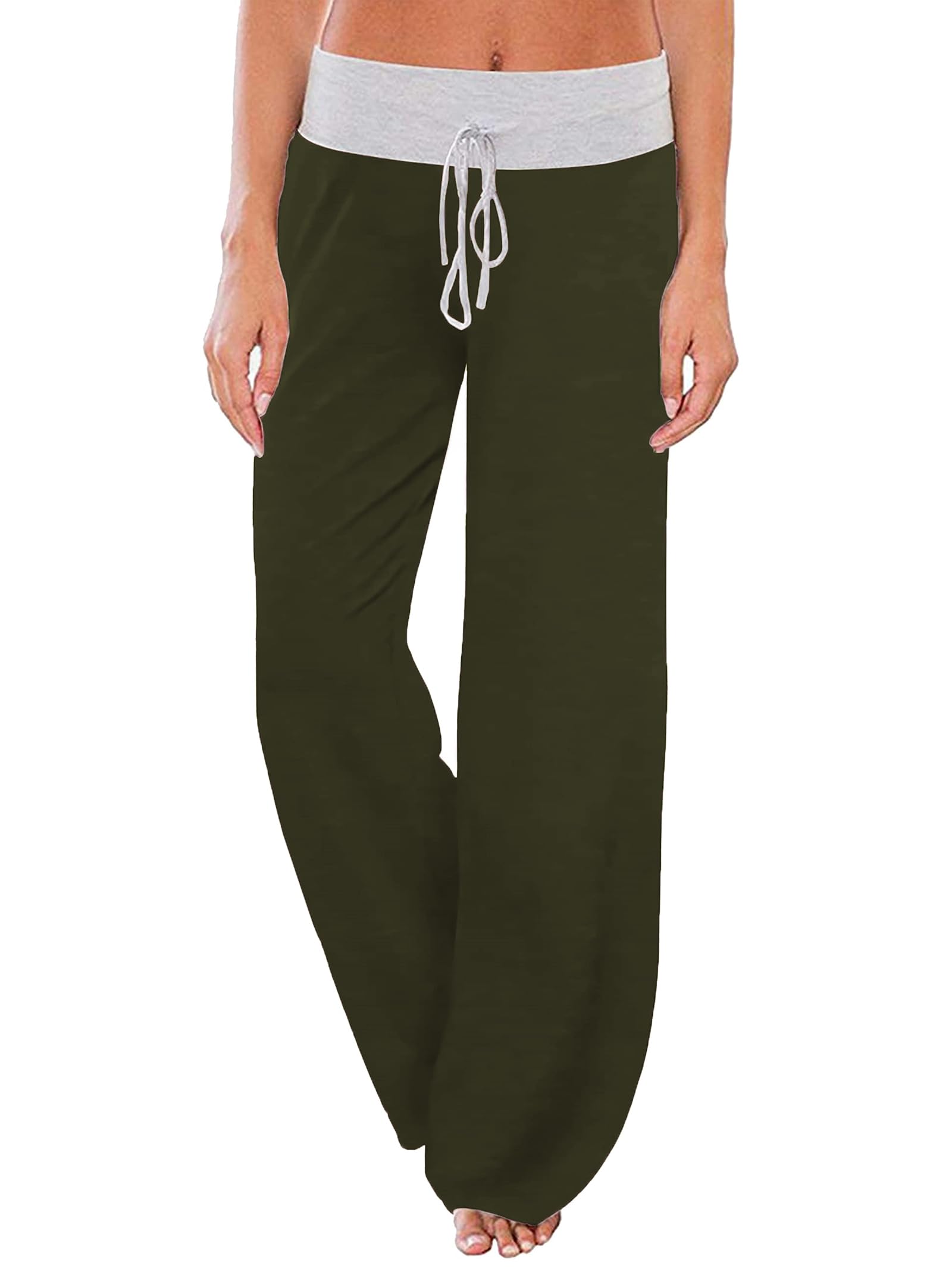 iChunhua Women's Comfy Stretch Floral Print Drawstring Palazzo Wide Leg Lounge Pant