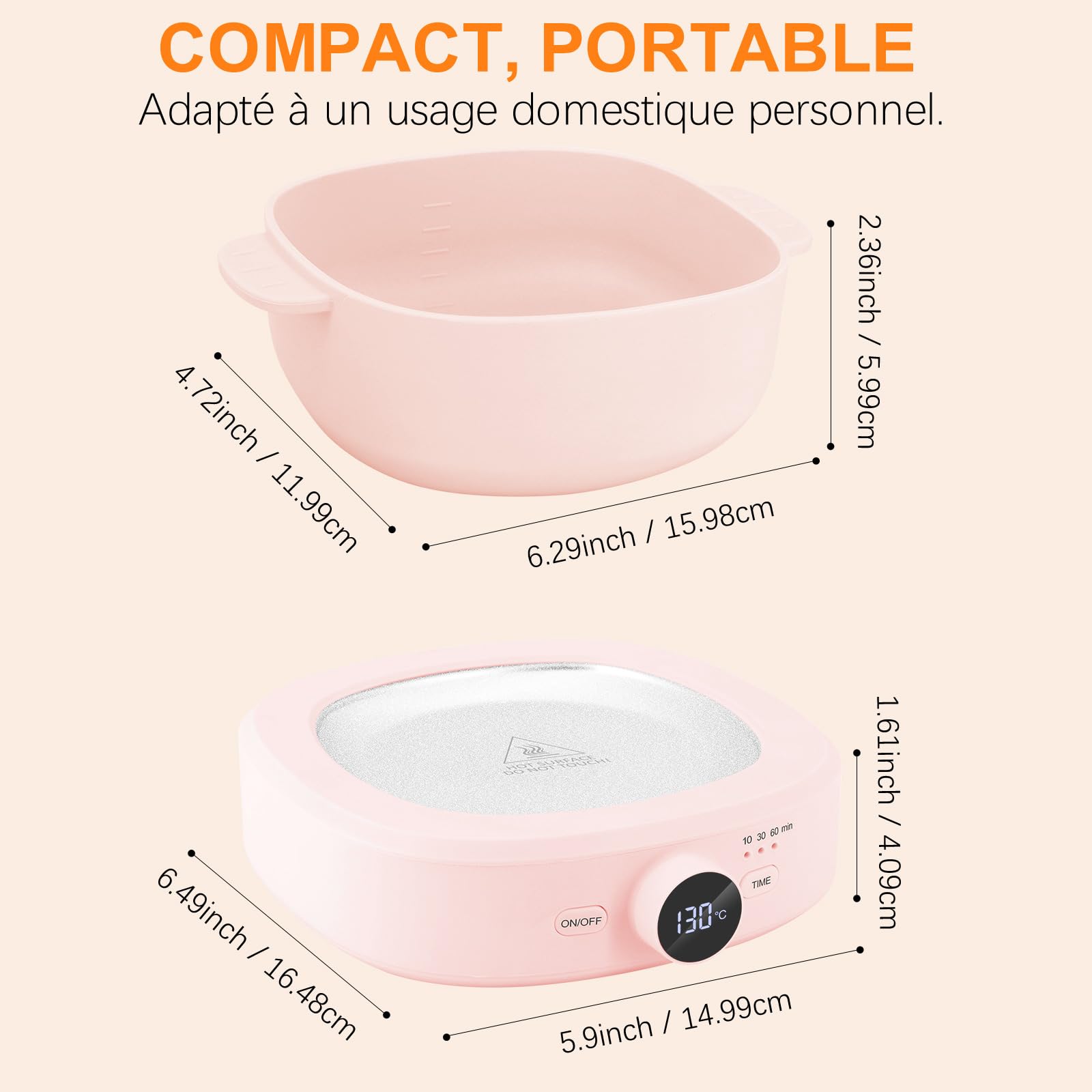 Riscaldatore per cera, depilazione professionale, temperatura regolabile, macchina per cera, depilazione, dispositivo per cera, con temporizzatore, per tutte le perle di cera calda (rosa)