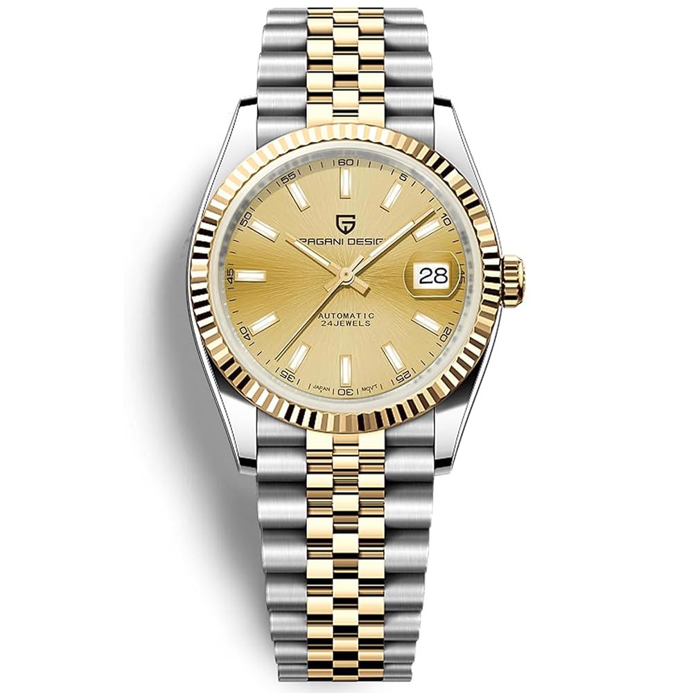 DAOLVEN Pagani Design 1645 Men's Automatic Watches, NH35 Movement Stianless Steel Band 100M Waterproof Men Self Winding Dress Wrist Watch