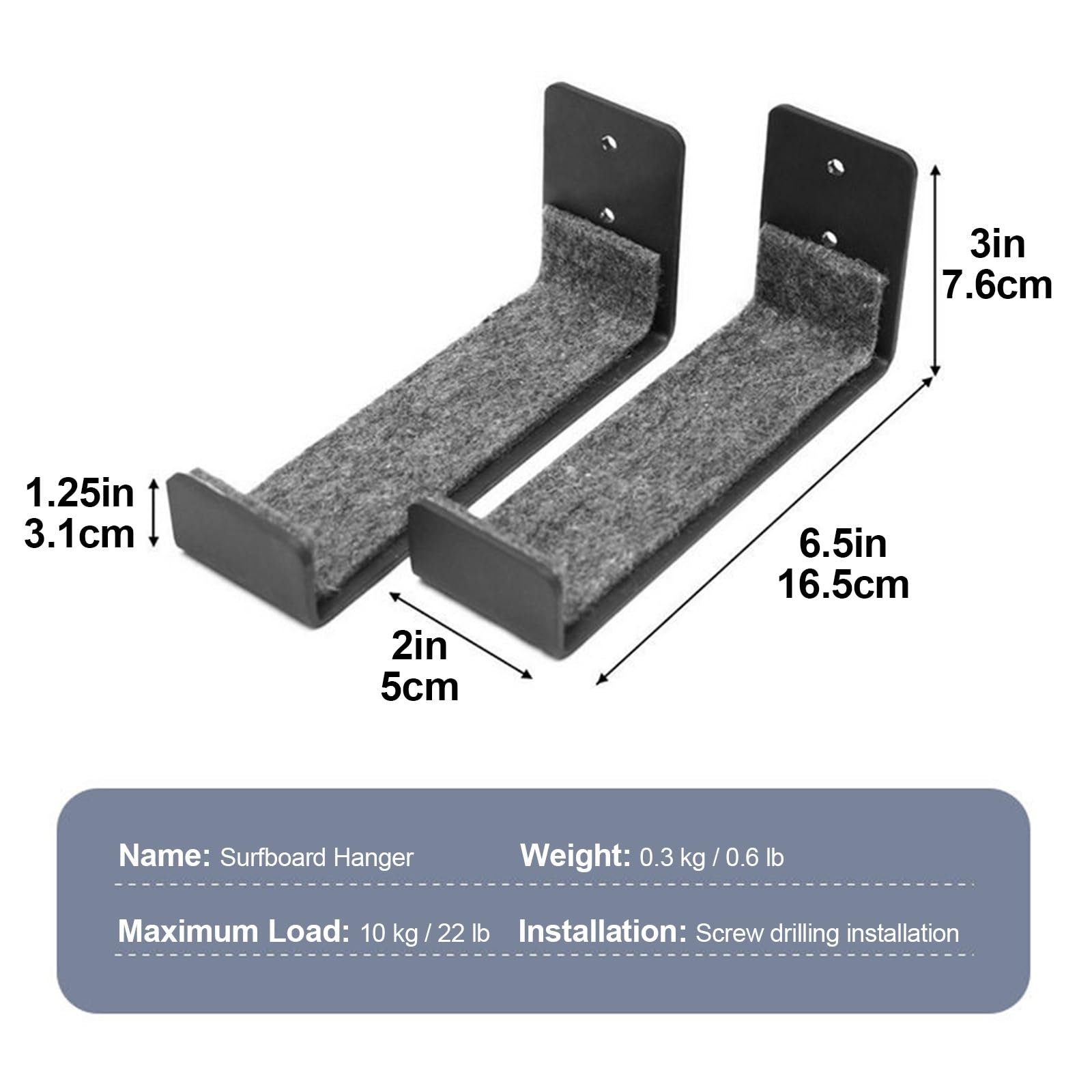 Wieszak na Desk Surfingowy na Ścianę, Stalowy Stojak do Przechowywania Deski Surfingowej z Pianką Ochronną, do Paddleboards Shortboards i Longboards