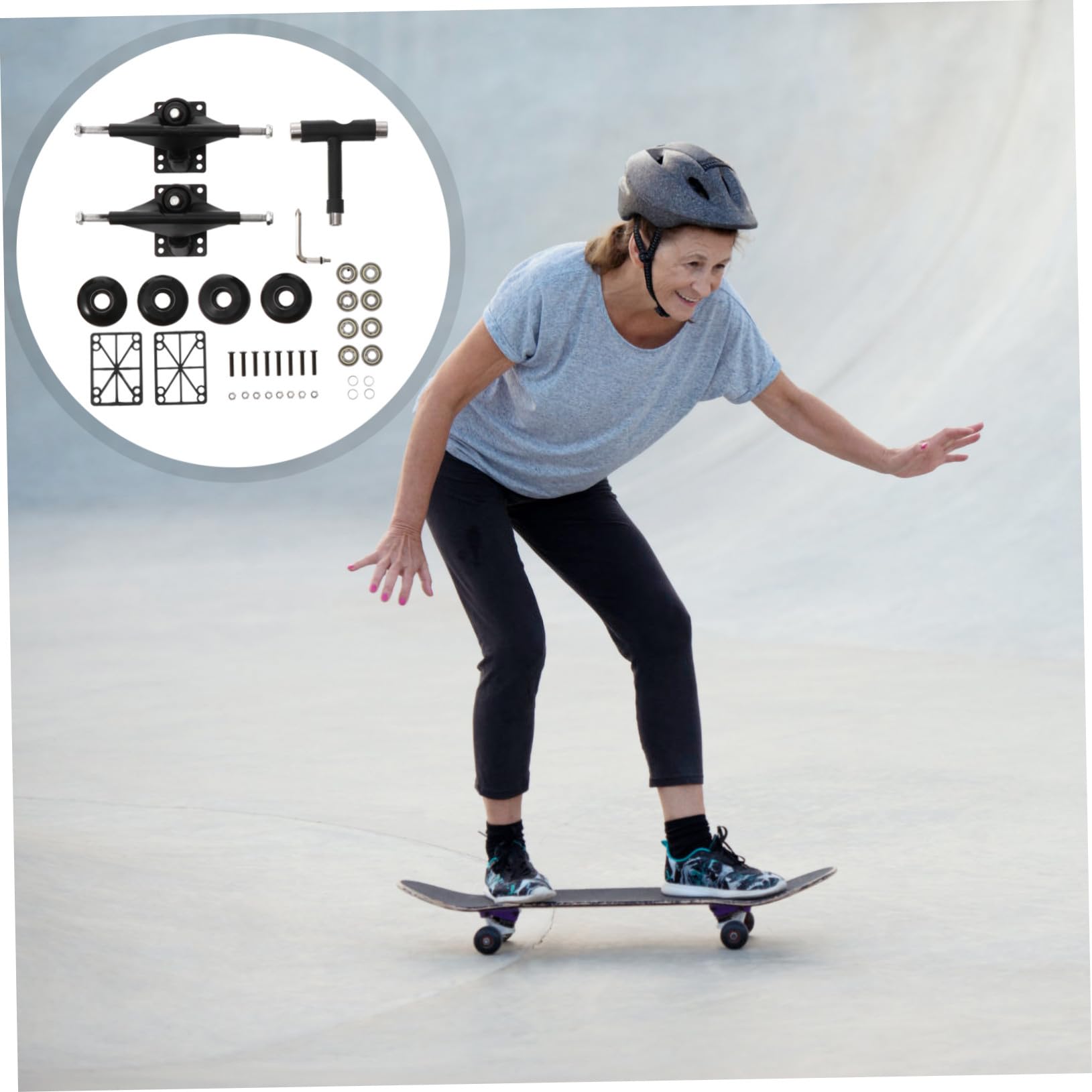 Hemobllo Kit Completo de Puerte y Ruedas Alta Capacidad de Carga Varios Estilos Fácil de Instalar para Patineta Rodamientos de Aleación de Aluminio para Skaters