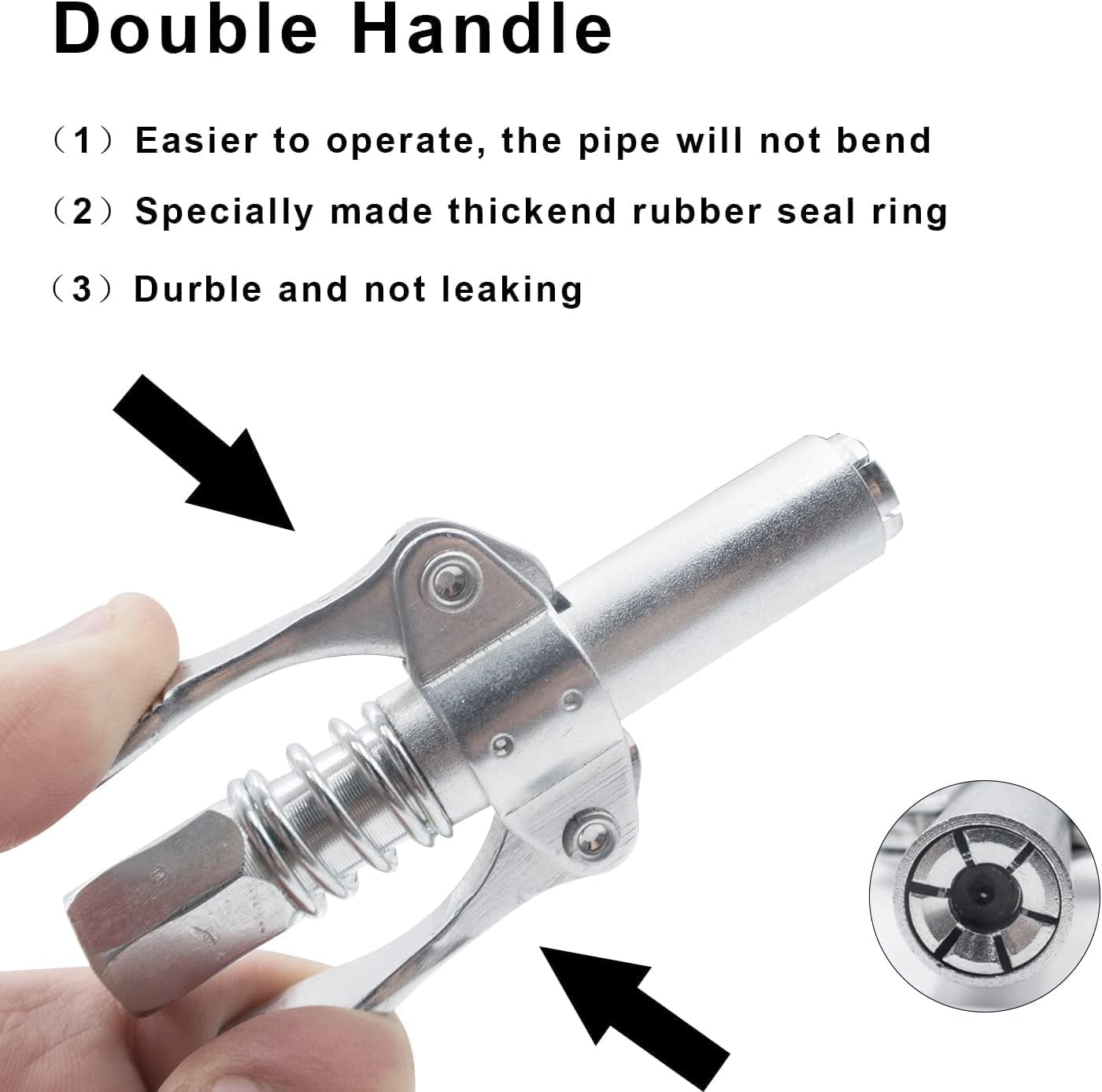 Inditrust Double handle Manual Grease gun Coupler pneumatic compatible with all grease guns (1 pc) 2