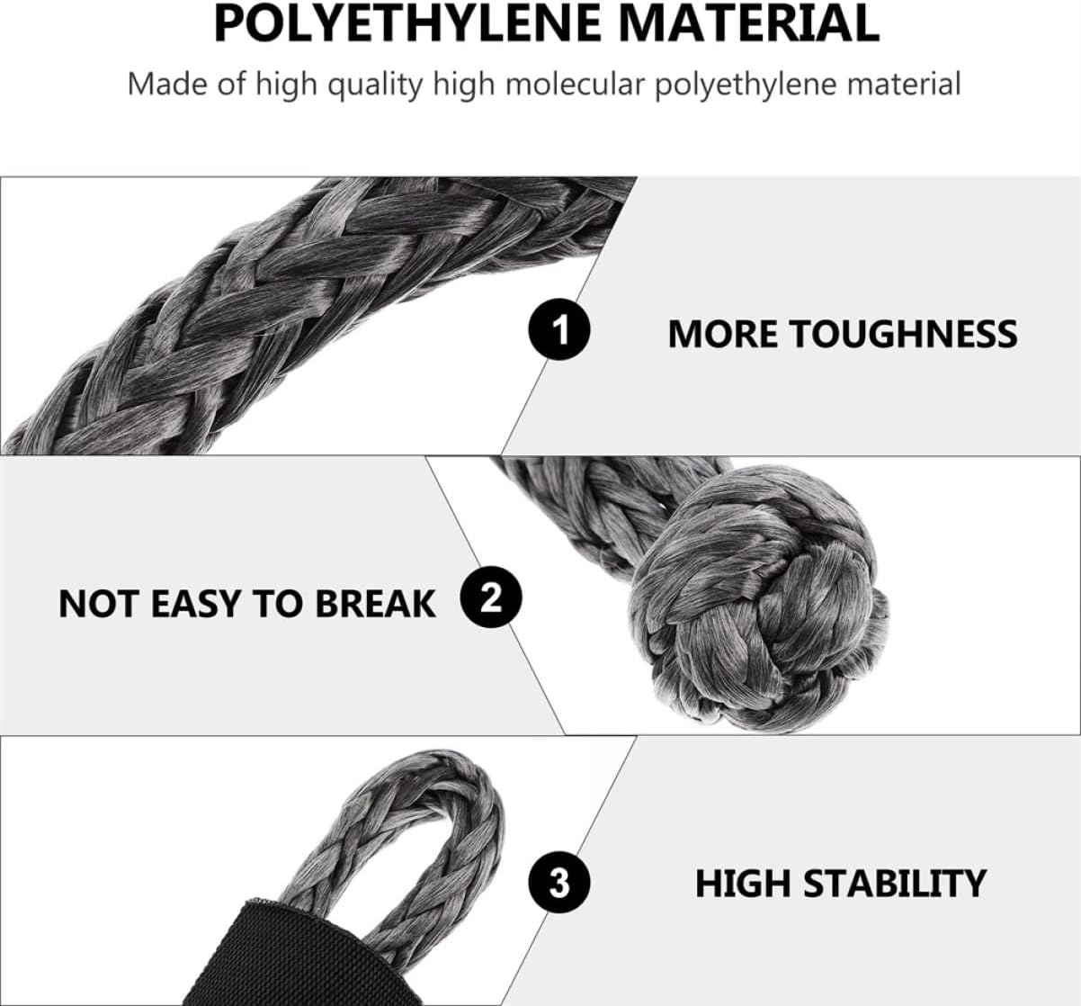DECHOUS 1Pc Synthetic Winch Cable Car Soft Shackle Durable Towing Connector for Off Road Vehicles Easy Attachment Random Color