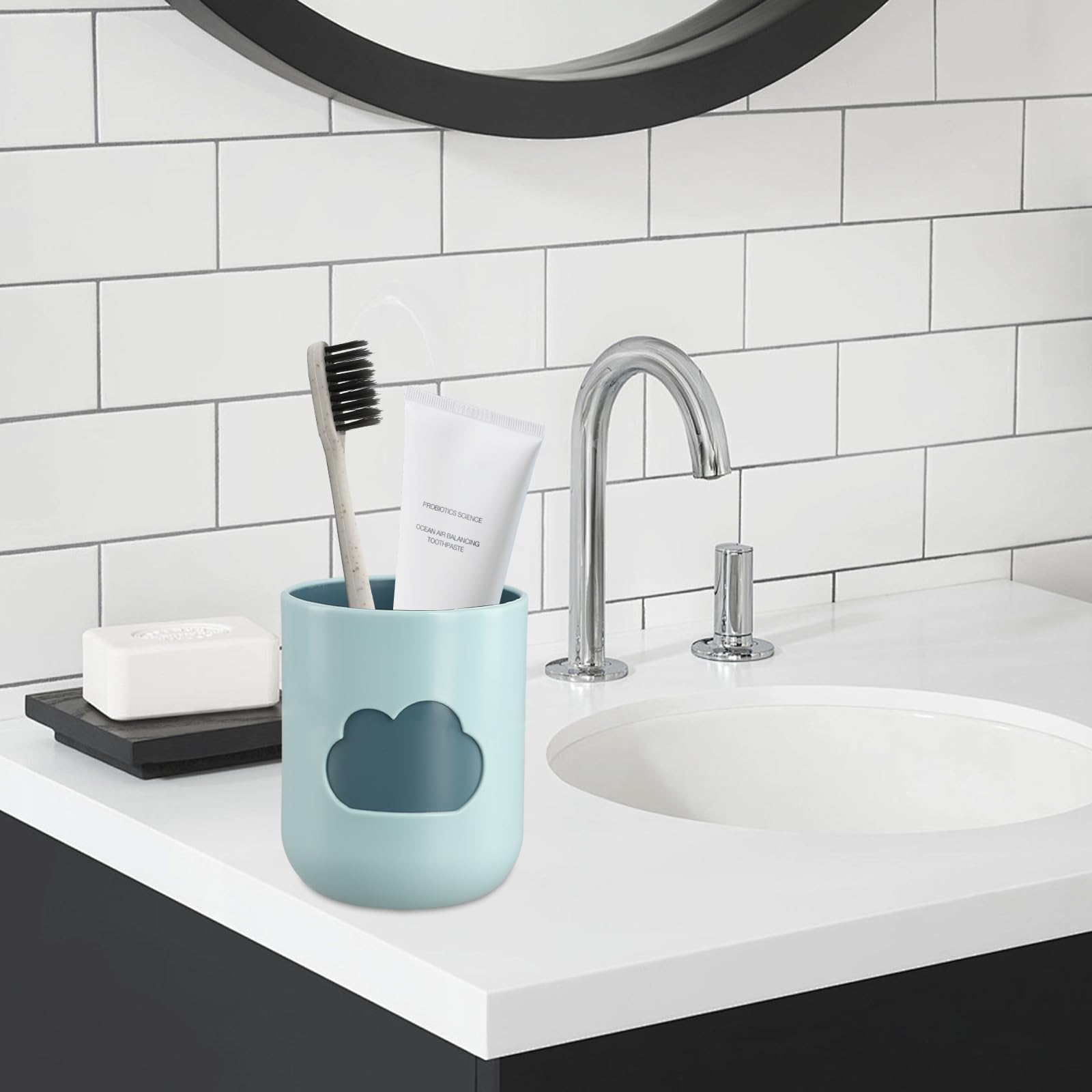 Amexo 4 Pcs Vasos para Cepillos de Dientes, Vaso para Enjuague Bucal, Vaso de Baño, Vaso para Cepillos de Dientes, Vaso de Plástico, Vaso de Agua, Vaso para Cepillo de Dientes, Diámetro de 8 × 10 Cm