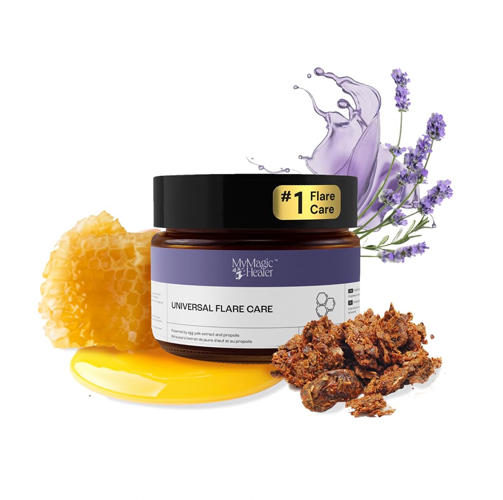 MyMagicHealer Universal Flare Care – Multi-Purpose Solution | Skin Flare-Ups - Hidradenitis Suppurativa, Folliculitis, Boils, Cysts | Anti-Chafing | Irritated Skin Relief w/Propolis & Egg Yolk 1 oz