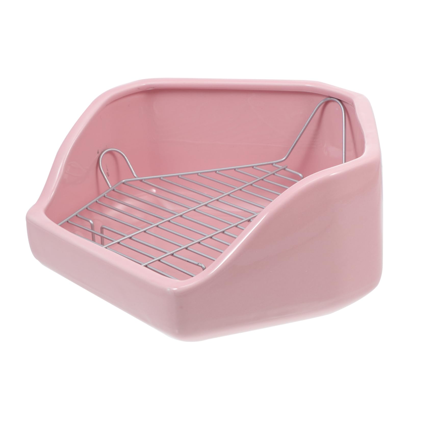 Toyvian Inodoro Antivuelco para Conejos y Hurones, Orinal de Cerámica Diseño de Malla y Rejillas Desmontables, Adecuado para Uso en Jaulas y Espacios Interiores