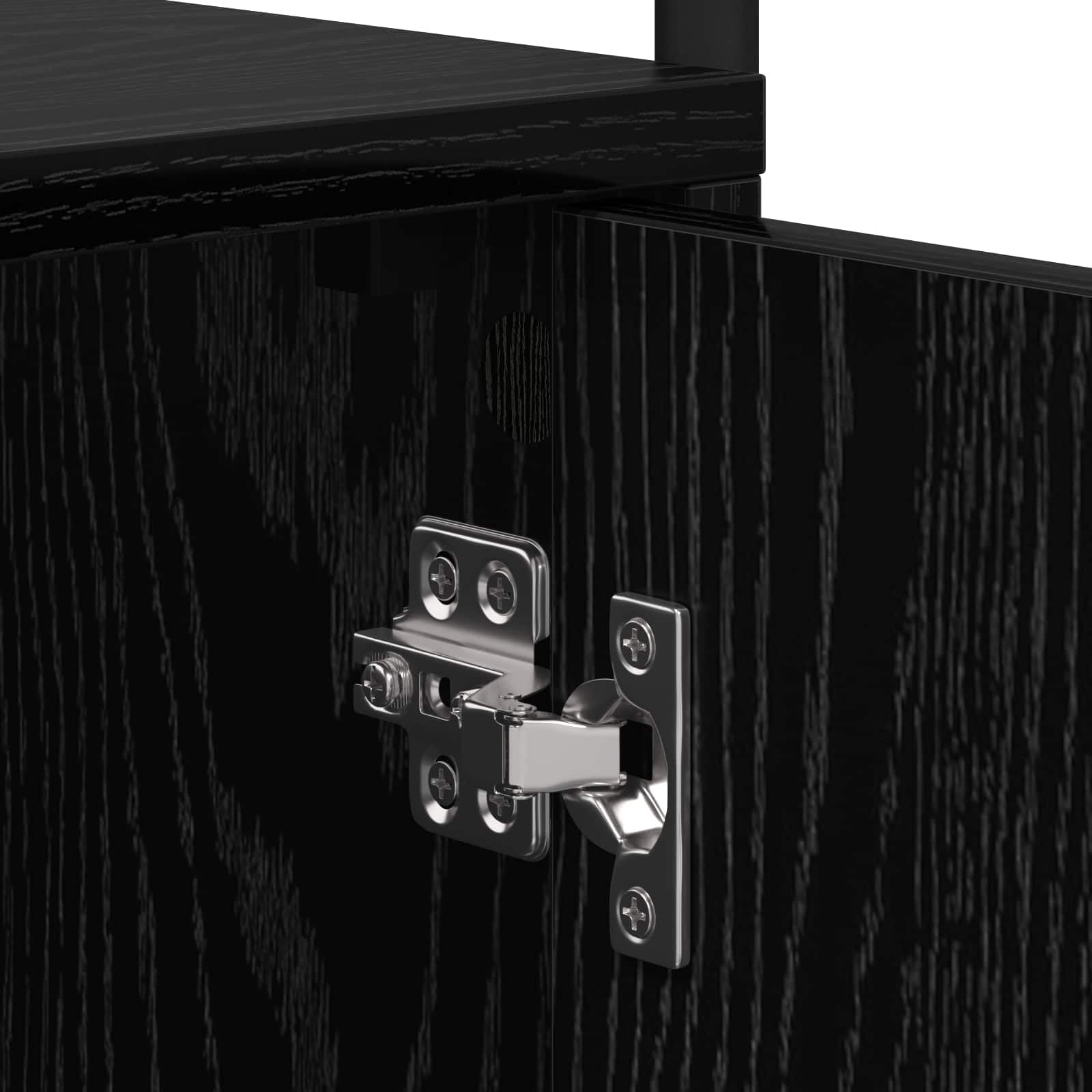 Armadio da Notte 2 pz Rovere Nero in Legno ingegnerizzato con Telaio in Acciaio, 35x36,5x56 cm, Mobiletto con Anta e Ripiano, Comodino Salvaspazio per Camera da Letto e Soggiorno