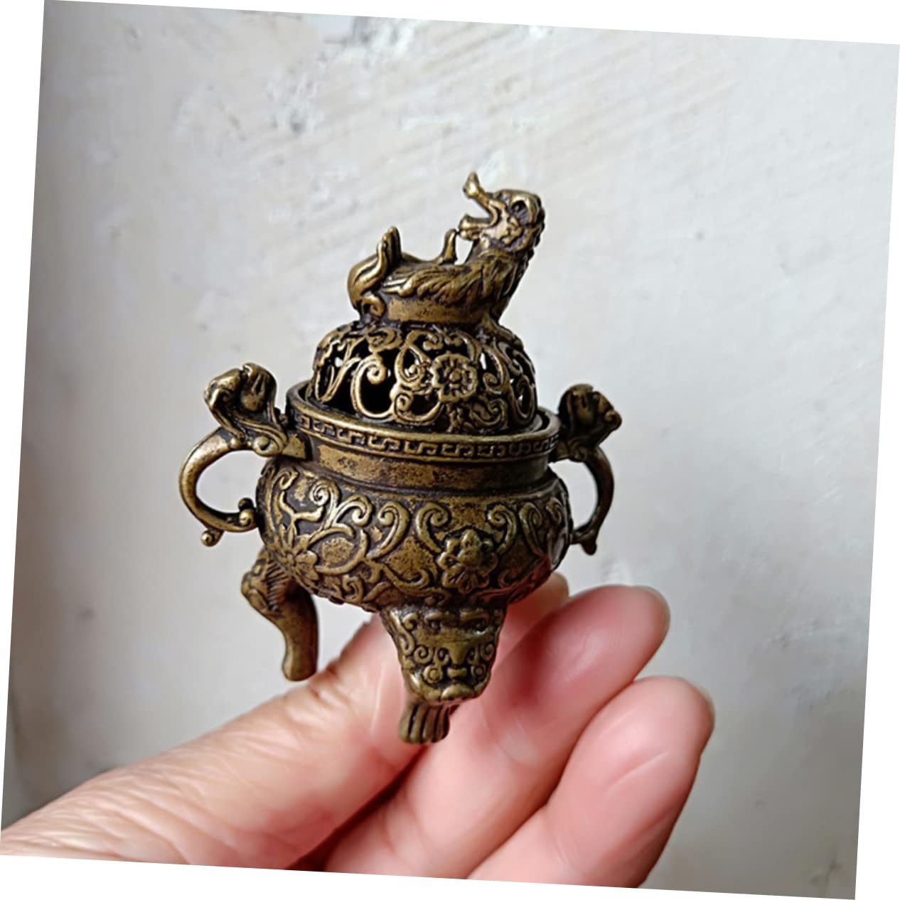 Alipis 2 STK Antiker Weihrauchbrenner Aus Messing Weihrauchbrenner-Ornament Aus Messing Schmuck Exquisites Weihrauchdekor Räuchergefäß Brown Kupfer