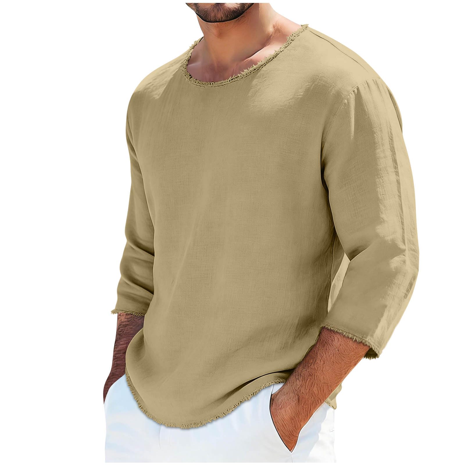 Sommer Hemd Herren Leinenhemd Herren Langarm Leicht Luftig Leinenshirt Baumwolle Atmungsaktiv Regular Fit Freizeithemden Casual Leinen Shirt Basic Langarmshirt Einfarbig Musselin Hemd Modisch