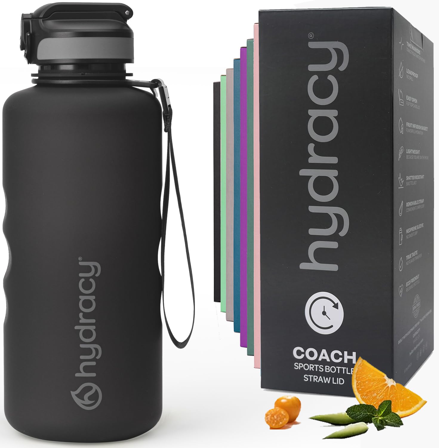 Hydracy Water Bottle with Times to Drink & Straw -Large 2 Litre BPA Free Motivational Water Bottle & No Sweat Sleeve -Leak Proof Gym Bottle with Time Marker -Ideal for Sports & Outdoors โ image 1