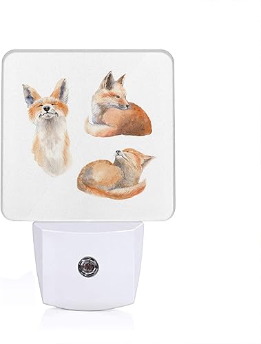 Luz nocturna LED luces nocturnas decorativas de primera calidad con diseño de zorro de acuarela luces nocturnas de pared con sensores de luz sensor