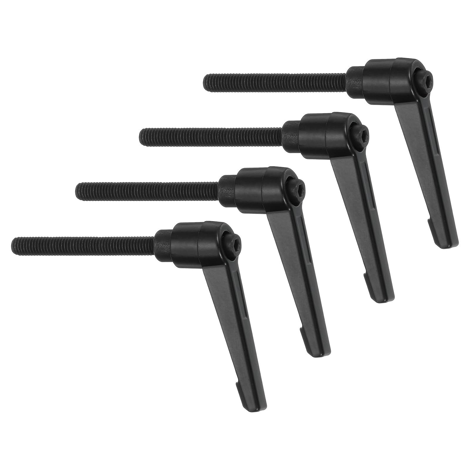 uxcell 4Pcs M6 x 50mm Adjustable Knobs Handle Male Thread Push Button Ratchet Quick Release Locking Rotating Bolt for Lathe Machinery, Black