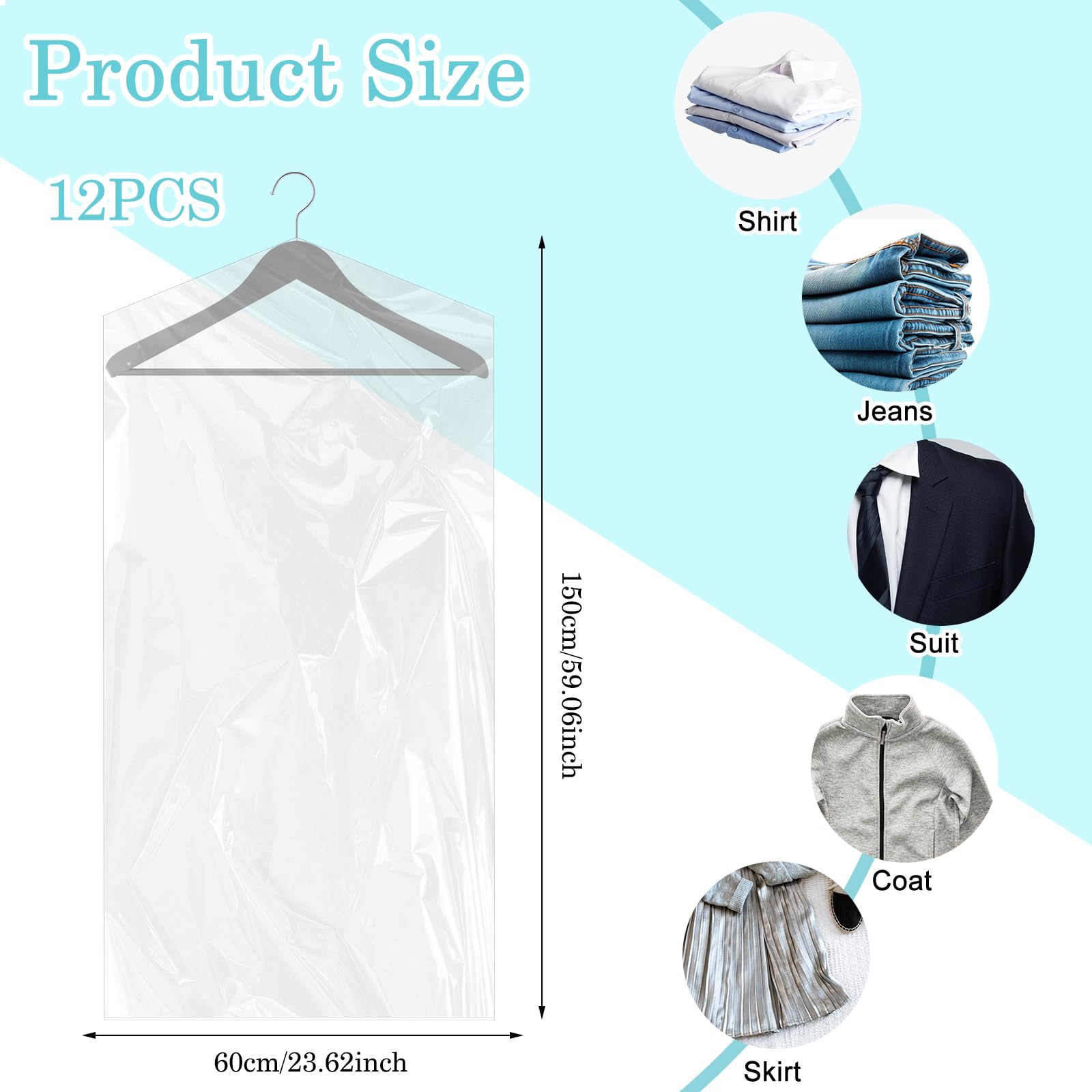 Sacs De Protection Vêtements Transparents - Lot De 30 (60x90 Cm) - Pour Placard, Voyage, Pressing - Gain De Place