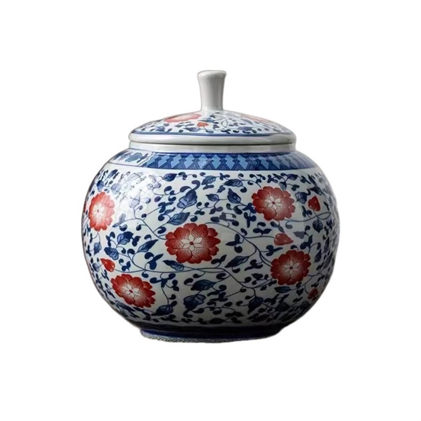 zhangrui1888 Tea Canister High-grade Blue Ceramic Sealing Jar Round Household Loose Leaf Tea Storage Multifunctional Empty Tea Storage(Small)