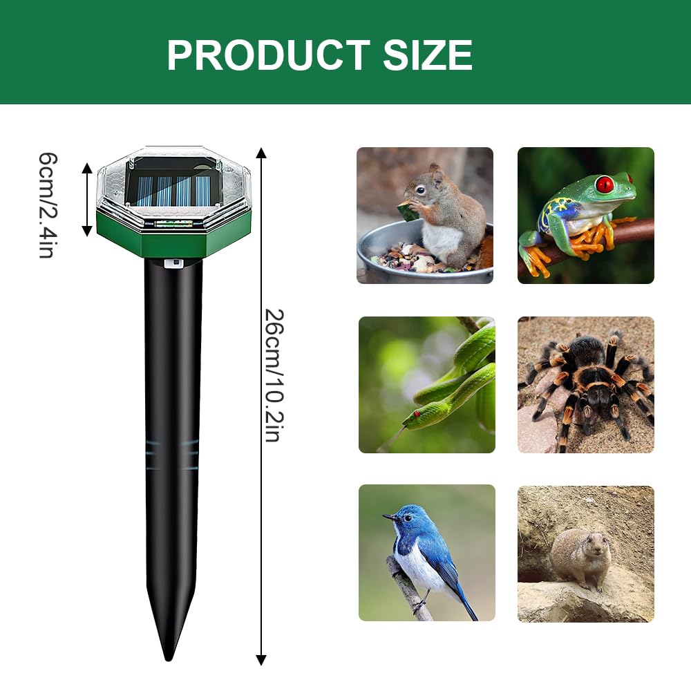 Repelente Solar de Topos, Repelente Solar de Topos, Paquete de 8, ahuyentador de Topos Solar para la expulsión de Topos, Ardillas de Tierra y Ratones de Campo de Jardines y Zonas Verdes