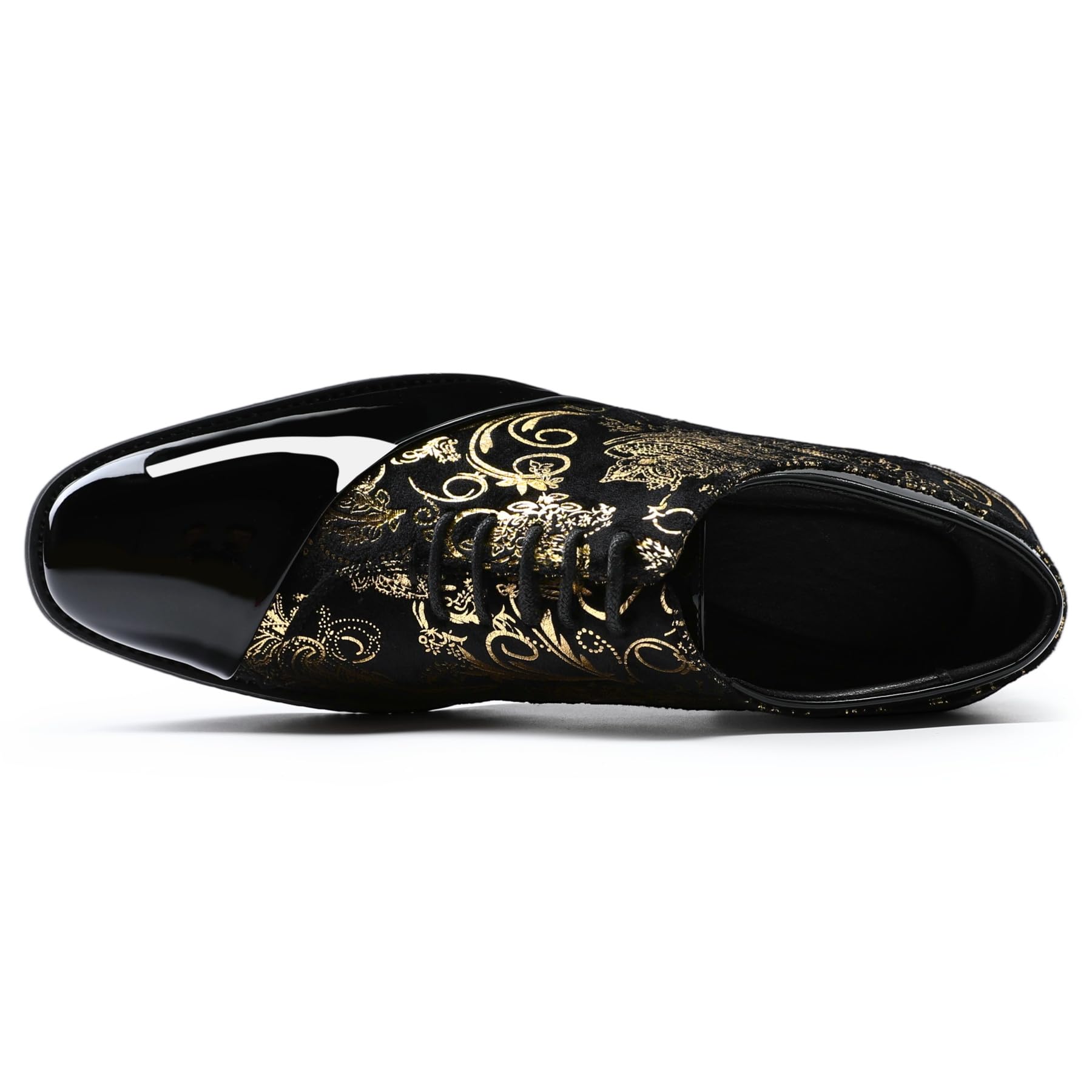 YFFUSHI Chaussures Homme Jacquard Vernis Élégantes pour Mariage Business | Brodée, Paisley, Brillante, Bouts Pointus, Simili-Cuir, Lacets, Oxford, Formelles, Gala, Costume