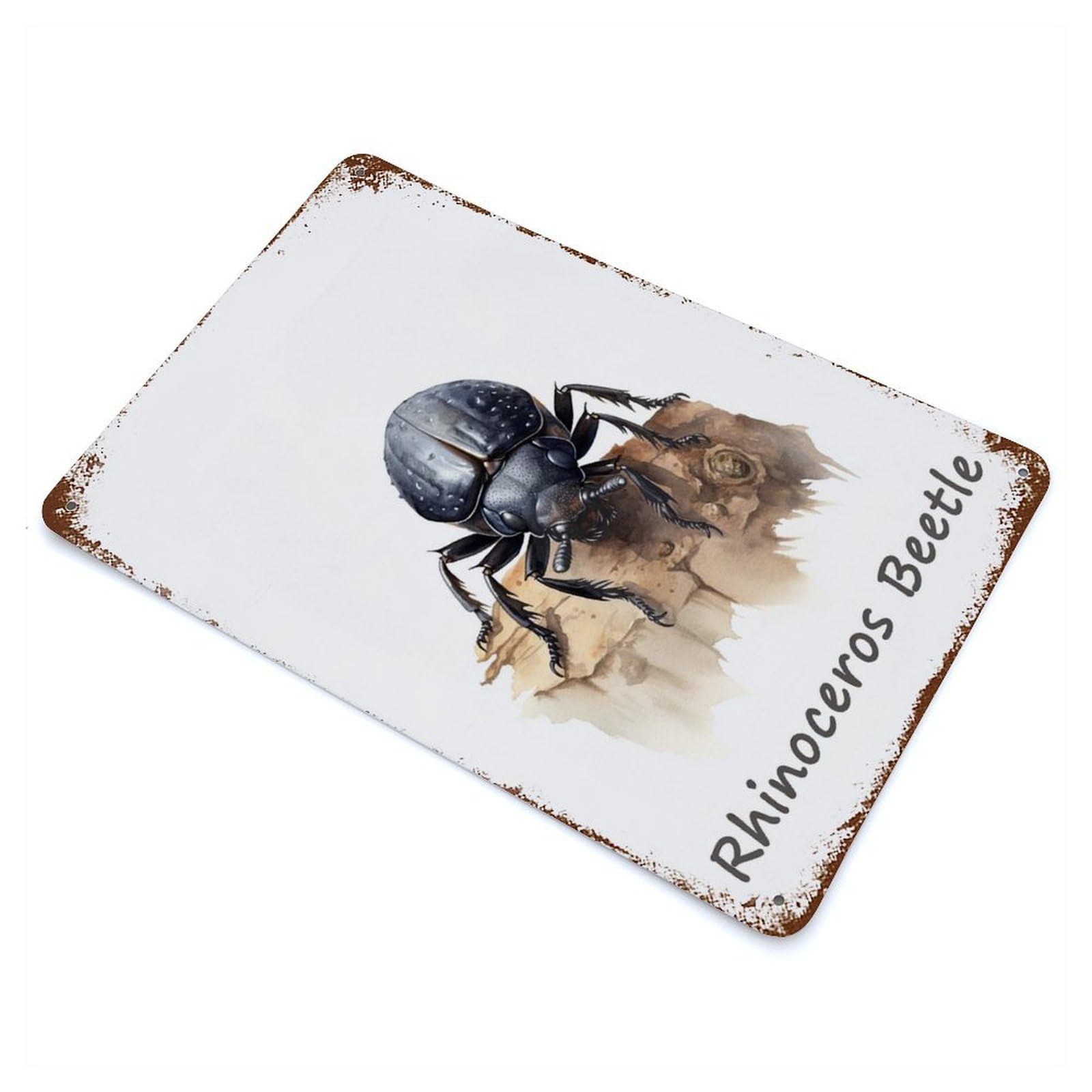 Rhinoceros Beetle Rusty Metal Tin Sign 11.8"x7.9", for Shed, Workshop And Garage Wall Decor, Shabby Chic Decor