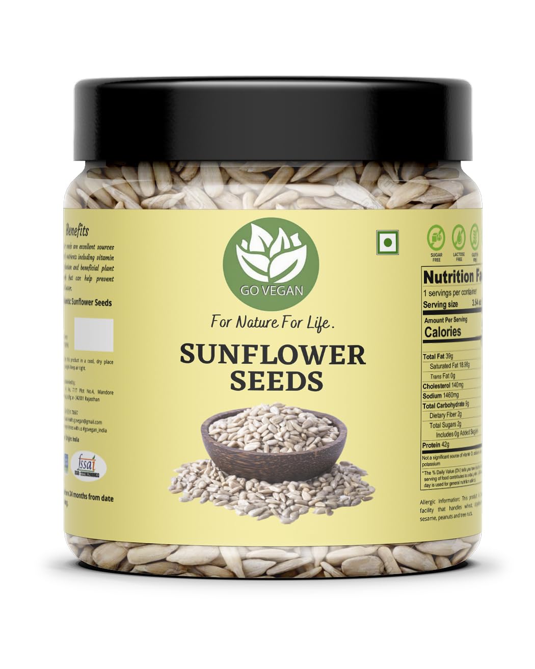 Go Vegan Sunflower Seeds 1kg - Raw Sunflower Seeds for Eating | Diet Food | Healthy Snack | Raw seeds | Weight management [jar pack ] (B08F2WV6XD) Amazon Price History, Amazon Price Tracker