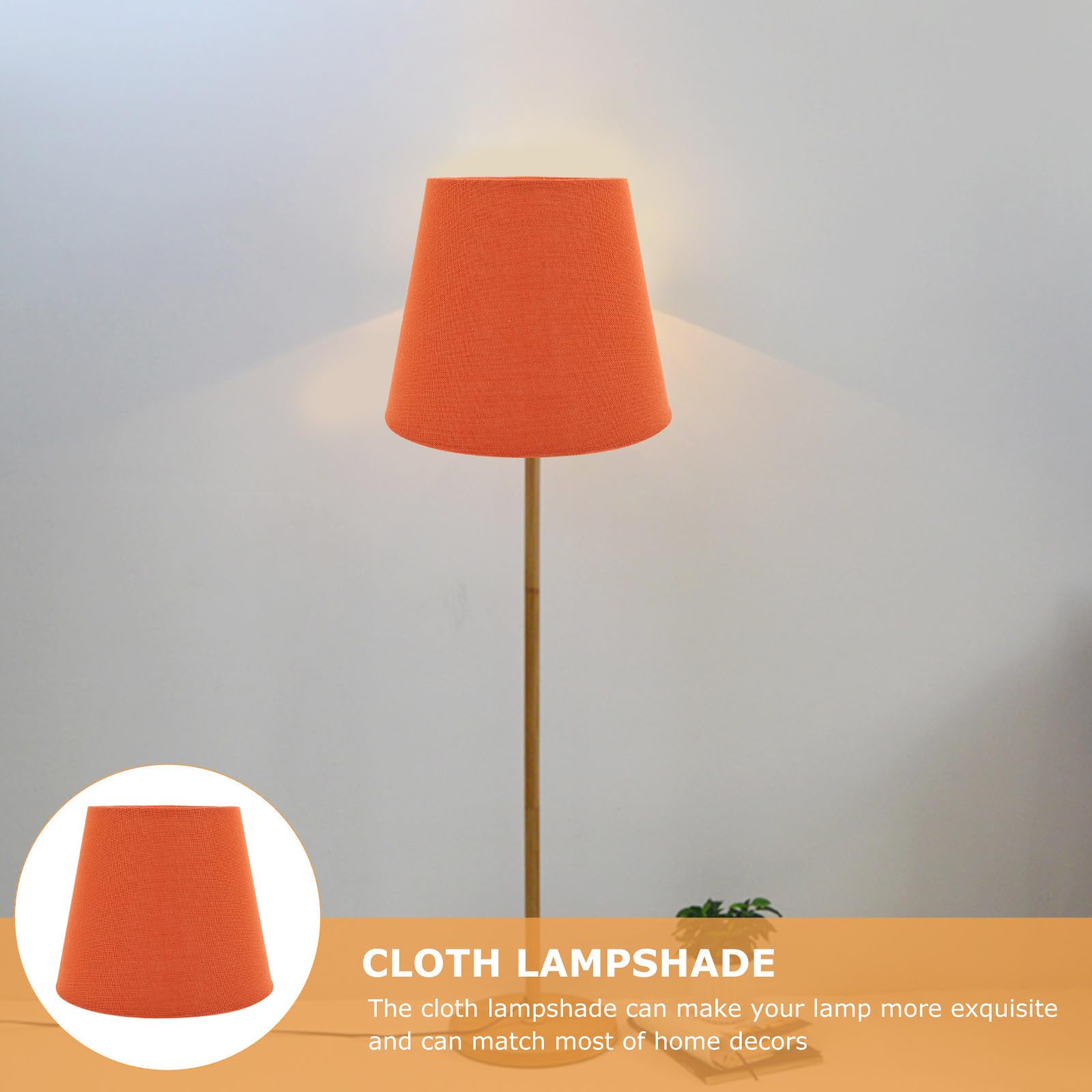 Pantalla naranja de tela y hierro con casquillo E14, pantalla de lámpara de mesa multifuncional para sala de estar personal e iluminación de escritorio