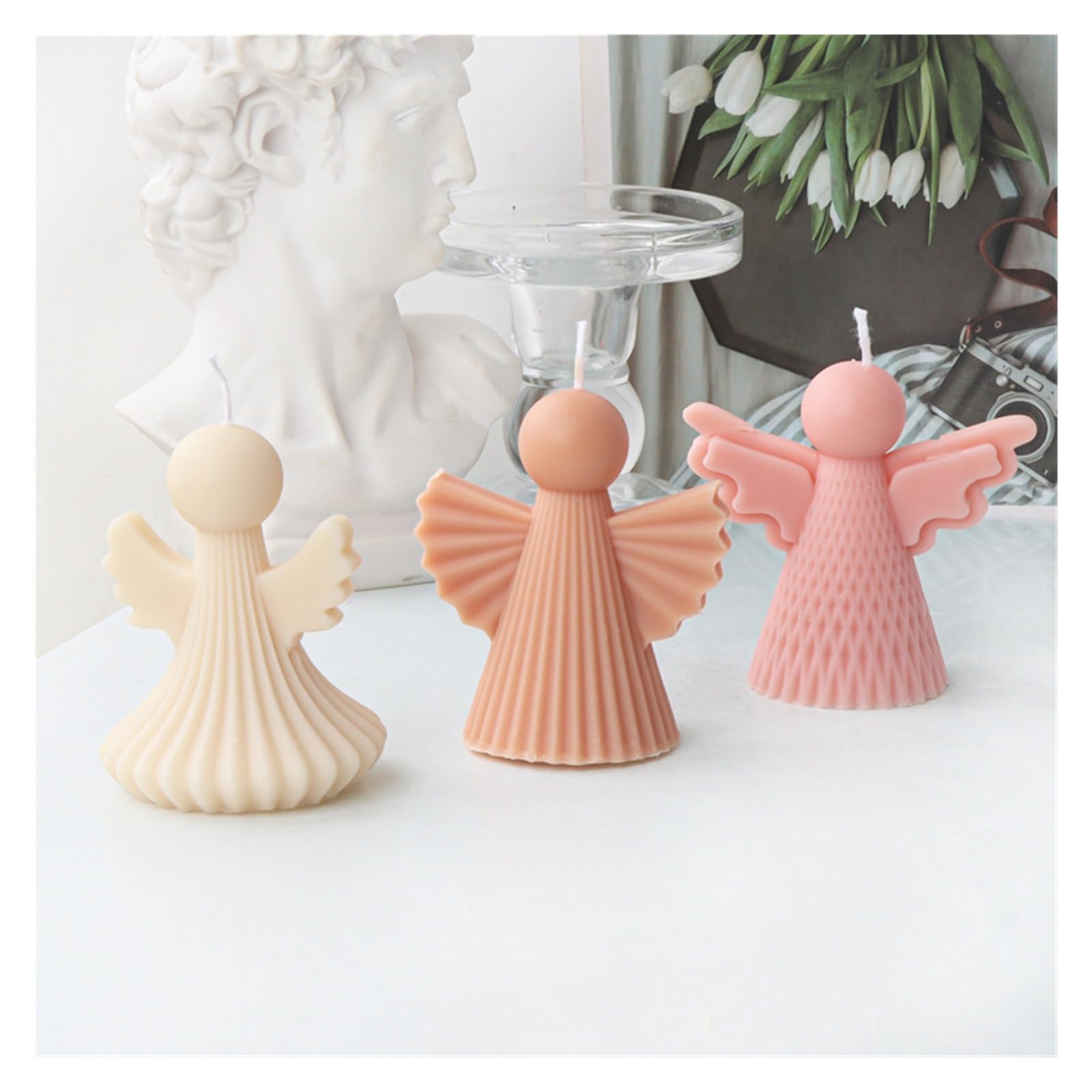 Kunstharz-Formen 4PCS 3D Einfachheit Engel Silikon Kerze Formen DIY Geometrische Engel Handgemachte(Size1)