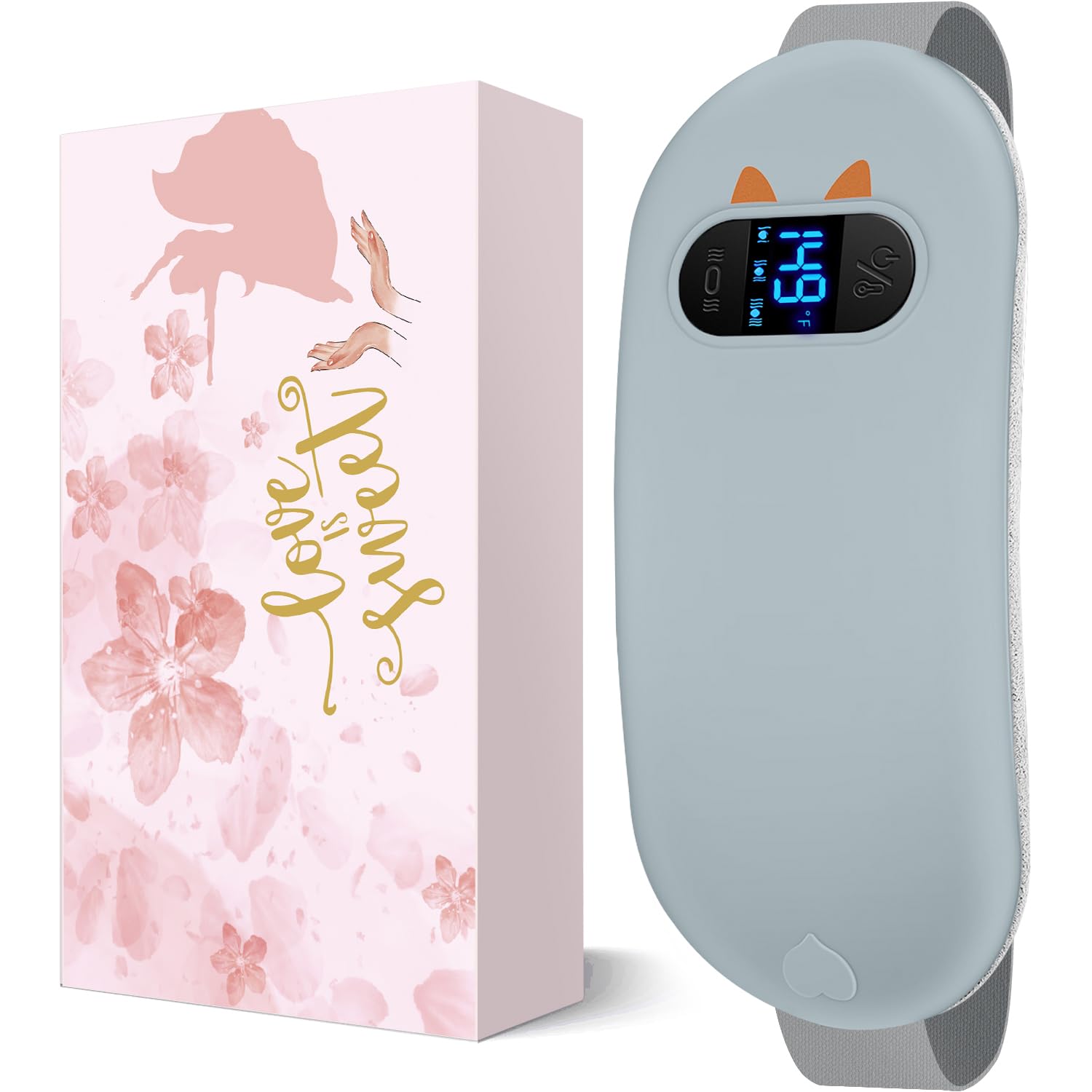 Portable Cordless Heating Pad, Heating Pads for Period Cramps, Back Pain with 6 Heat Levels 6 Massage Modes, Electric Device Belly Wrap Belt for Women Girls(Grey)