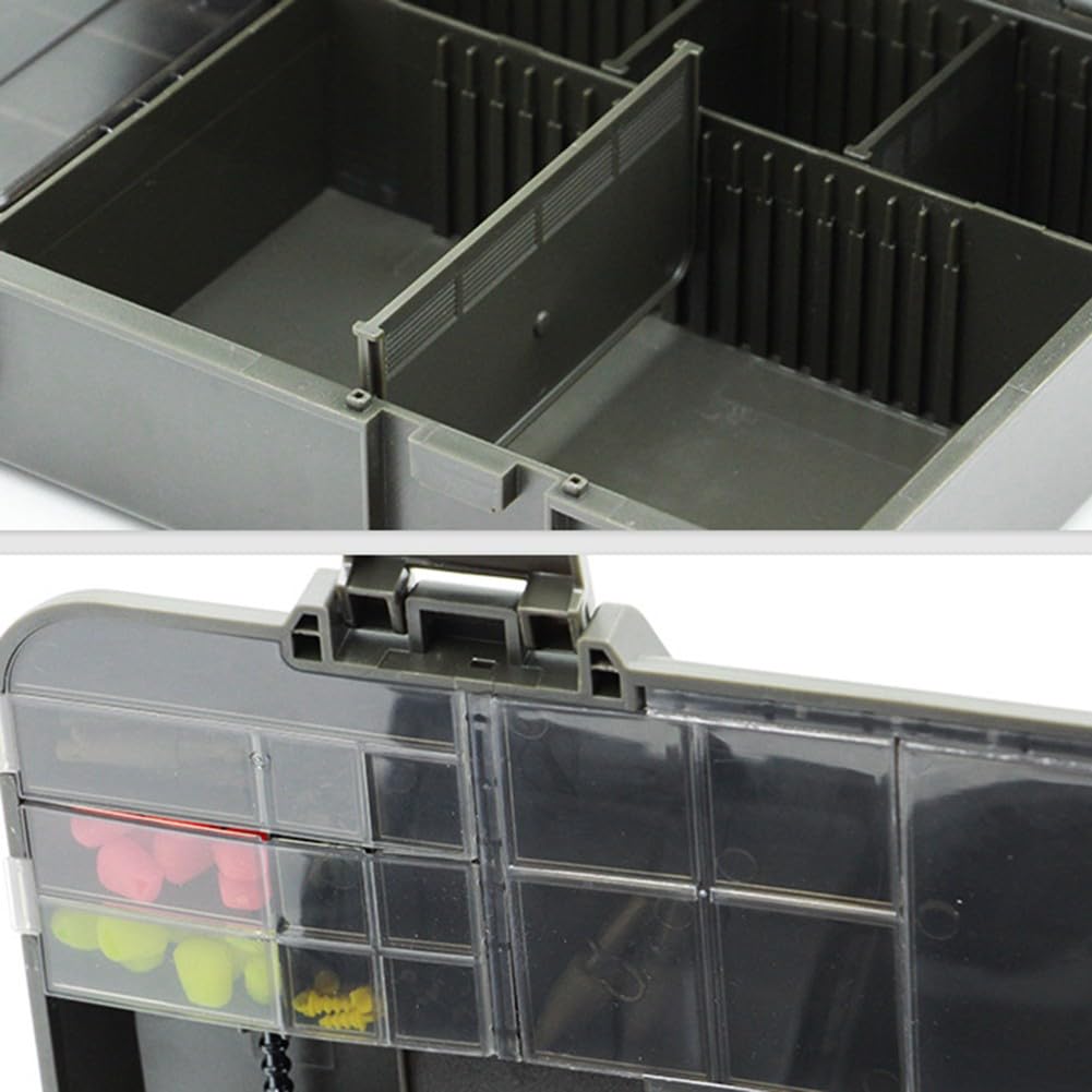 Sistema de caja de almacenamiento de pesca de carpa, kit de caja de aparejos 2+1 con para escala premarcada, múltiples compartimentos y deflectores para accesorios de aparejo