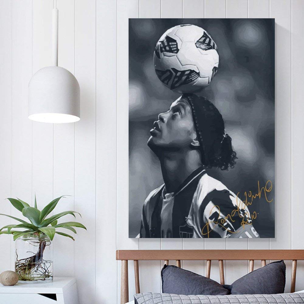 DUCCE Art Peinture sur Toile 60x90cm Ronaldinho Top Joueur de Football Chambre Affiche Art Photo Papier Peint (2) Art Mural Moderne Famille Chambre décors sans Cadre