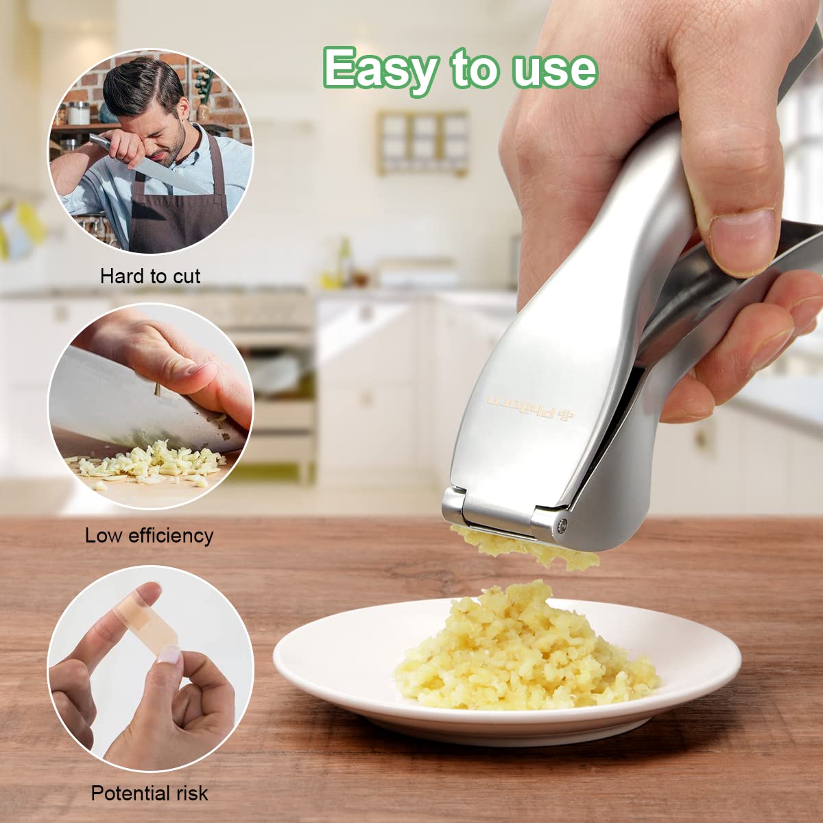 Spremiaglio In Acciaio Inox Philorn - Tritatutto Per Aglio E Zenzero - Foto 8