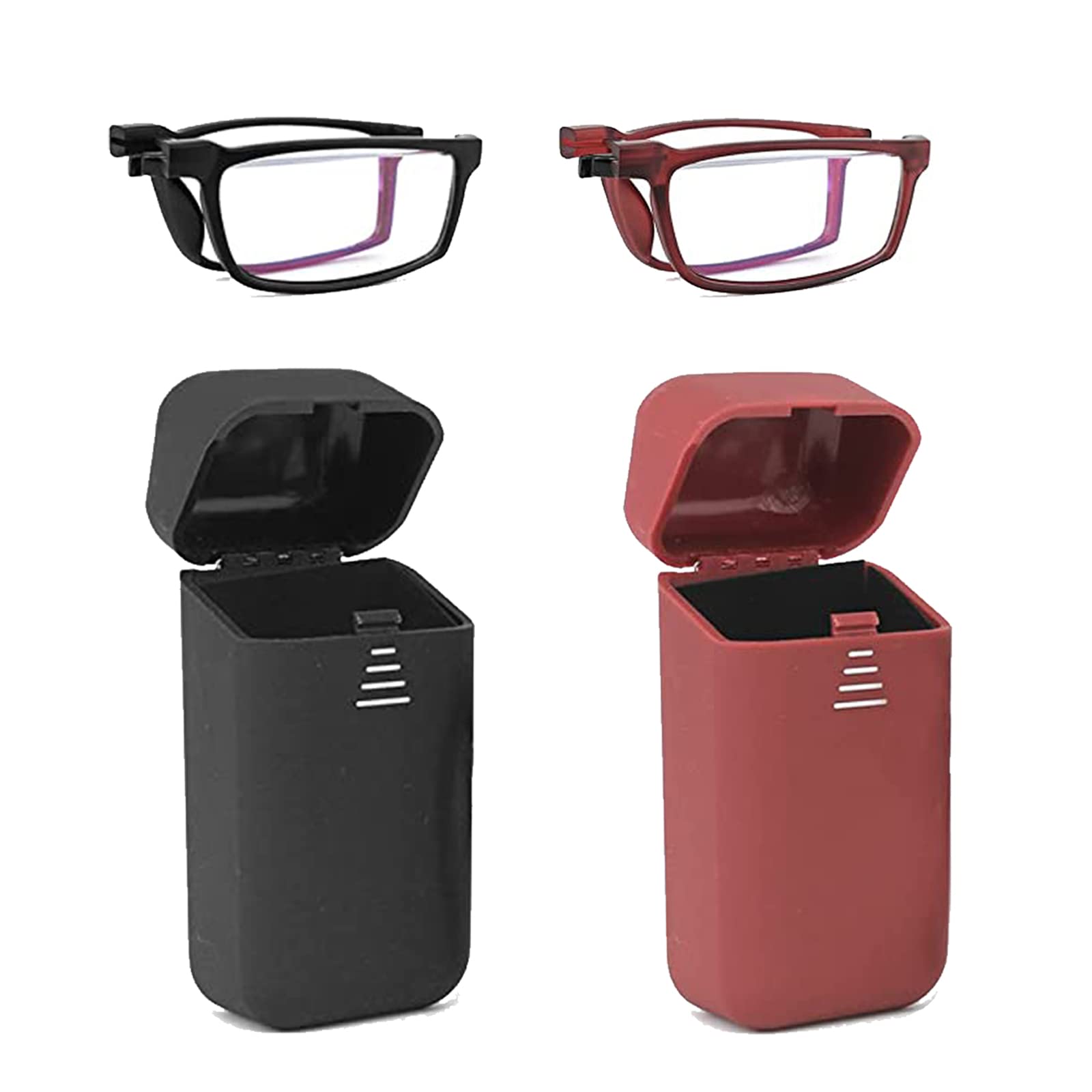 Hubeye Gafas de lectura plegables anti-luz azul para hombres y mujeres con poste telescópico caja elástica ultraligera de moda portátil 2.00