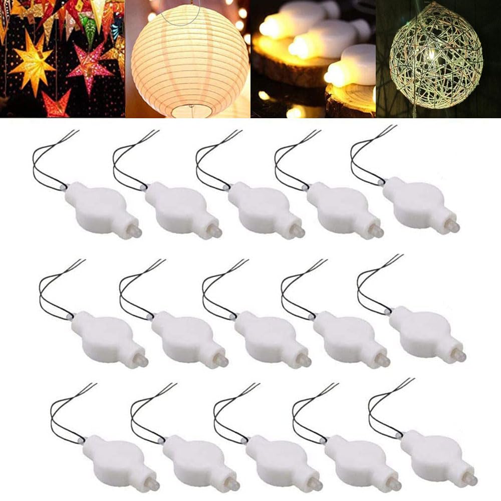 Battery Operated Paper Lantern Party Lights – 15 Pack LED Balloons Light for Star Paper Lanterns | Mini Battery Powered Bulbs for Party Craft ,Weddings & Festival Decorations (Warm White)
