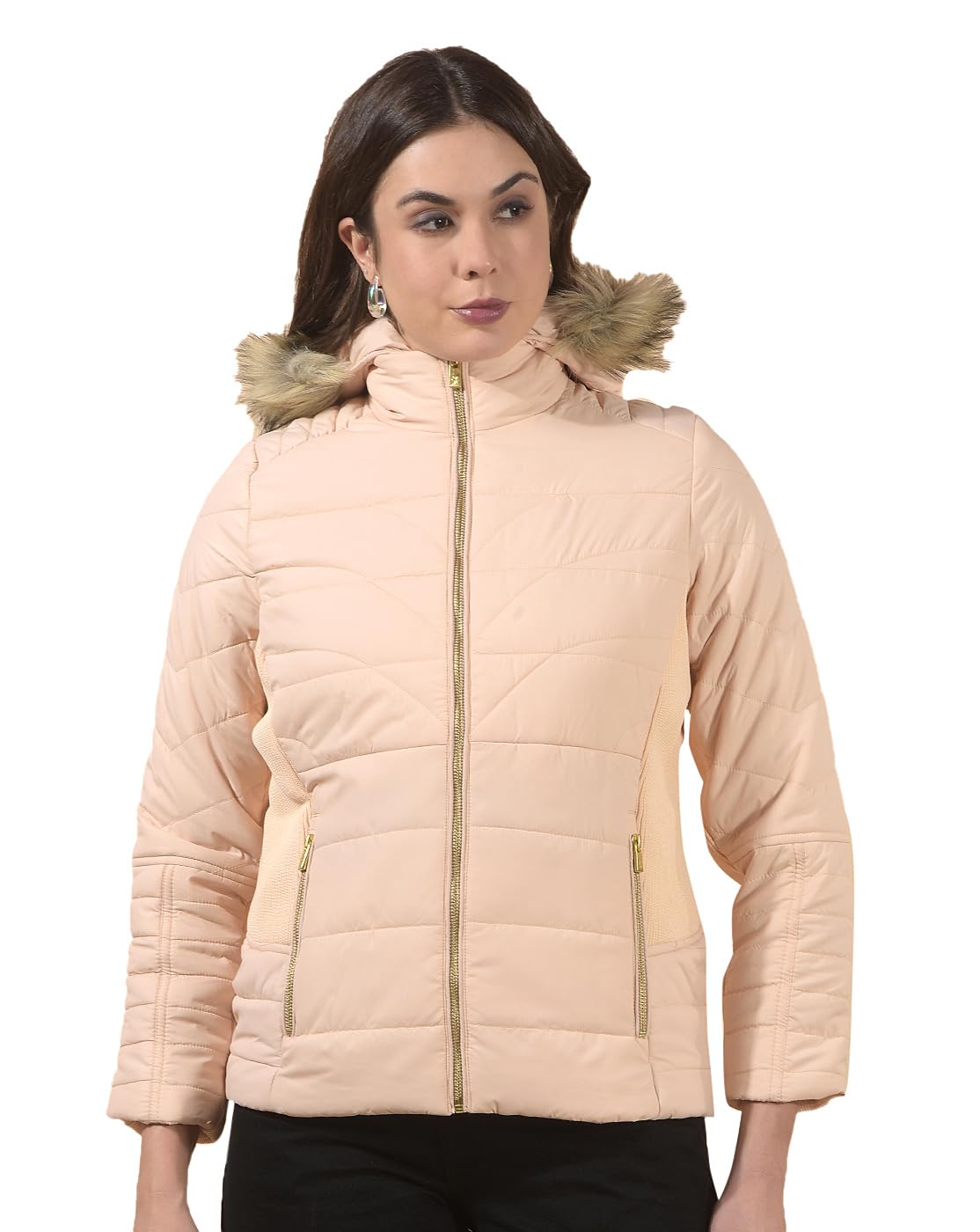 cantabil Jacket for Women | Premium Casual Jacket Regular Fit Hooded Poly Blend Fabric Solid Pattern-picture-16