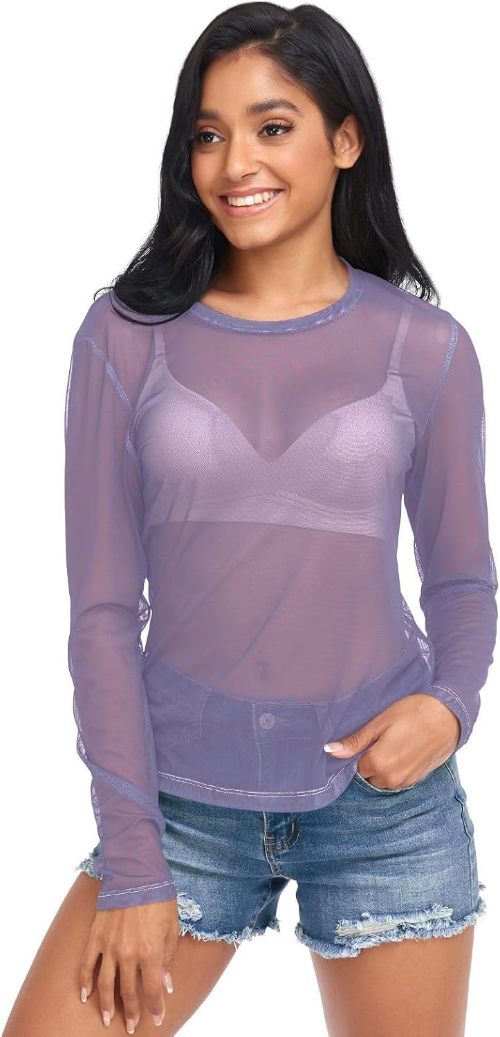 pink sheer long sleeve top