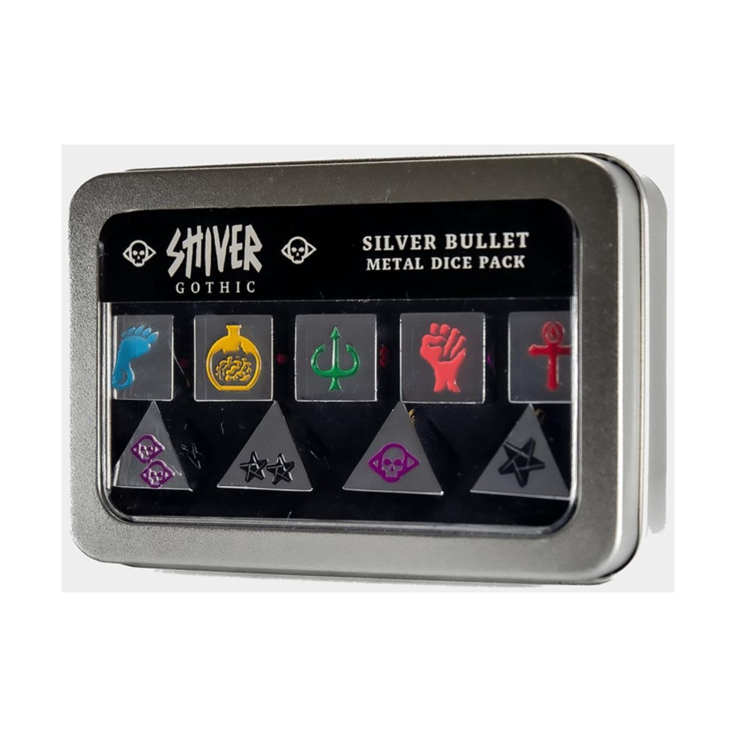 SHIVER Gothic: paquete de dados de metal plateado