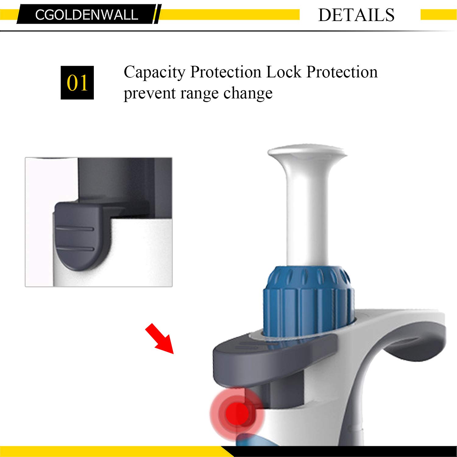 CGOLDENWALL Laboratorio Micropipette Pipeta Ajustable Manual Pipetter Pipetter Pipetter Ajustable y Volumen Fijo Monocanal Pantalla de cuatro dígitos (A10, 0.5-10ul)