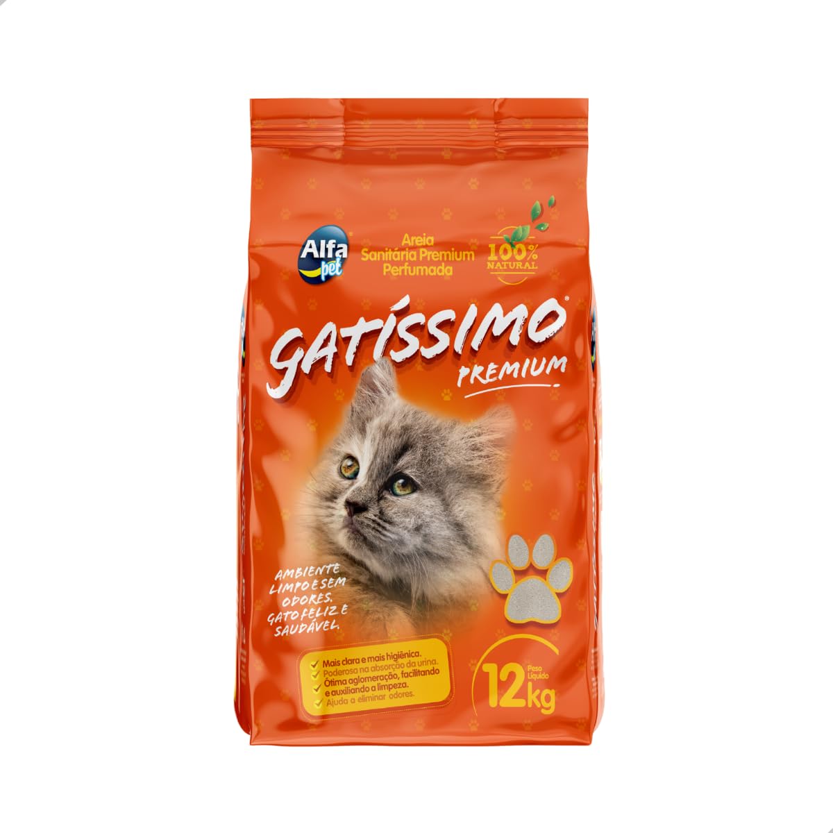 Areia Sanitária Higiênica Grão Fino Gatos 12kg Perfumada Premium