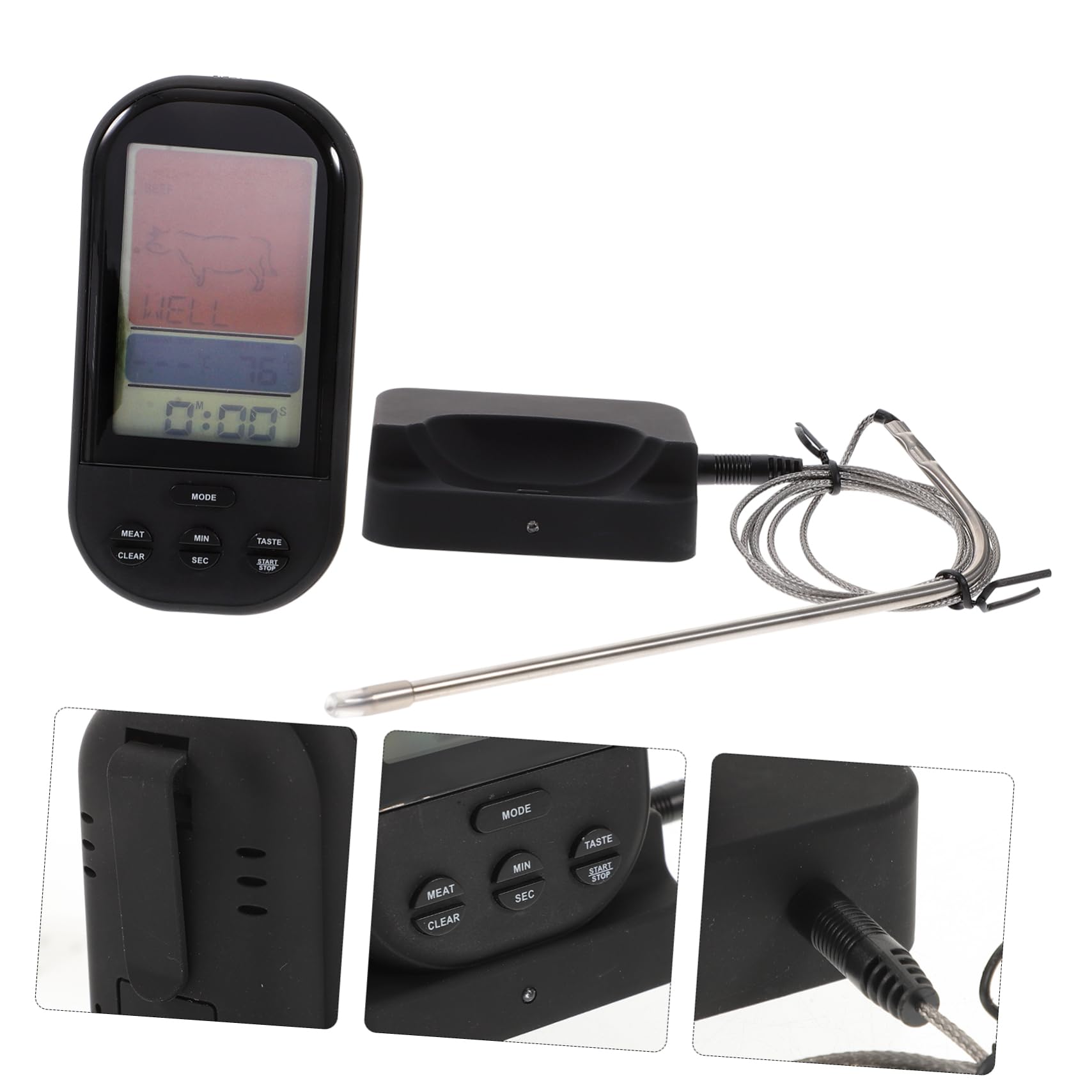 ABOOFAN Termometro Digitale Wireless Per e Bbq Con Display Lcd Monitoraggio Remoto Metri Allerta Di Cottura e Temperatura Preimpostata Per Forno
