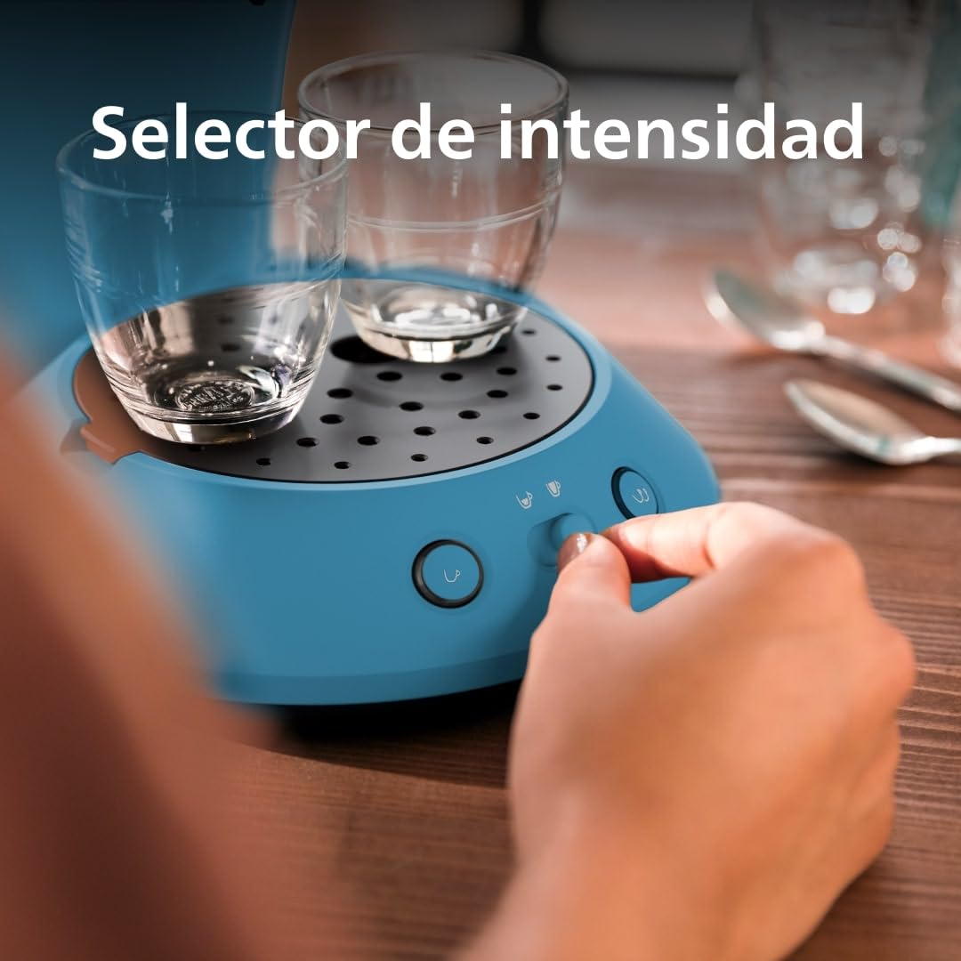 PHILIPS Senseo Original Plus cafetera de monodosis, Selección de Intensidad del Café, Tecnología Coffee Boost, Plástico Reciclado, Azul Pavone (CSA210/00) | 1 o 2 tazas, menos de 1 minuto de tiempo de preparación, Coffee Boost, Crema Plus, 0,7 L (CSA210/0
