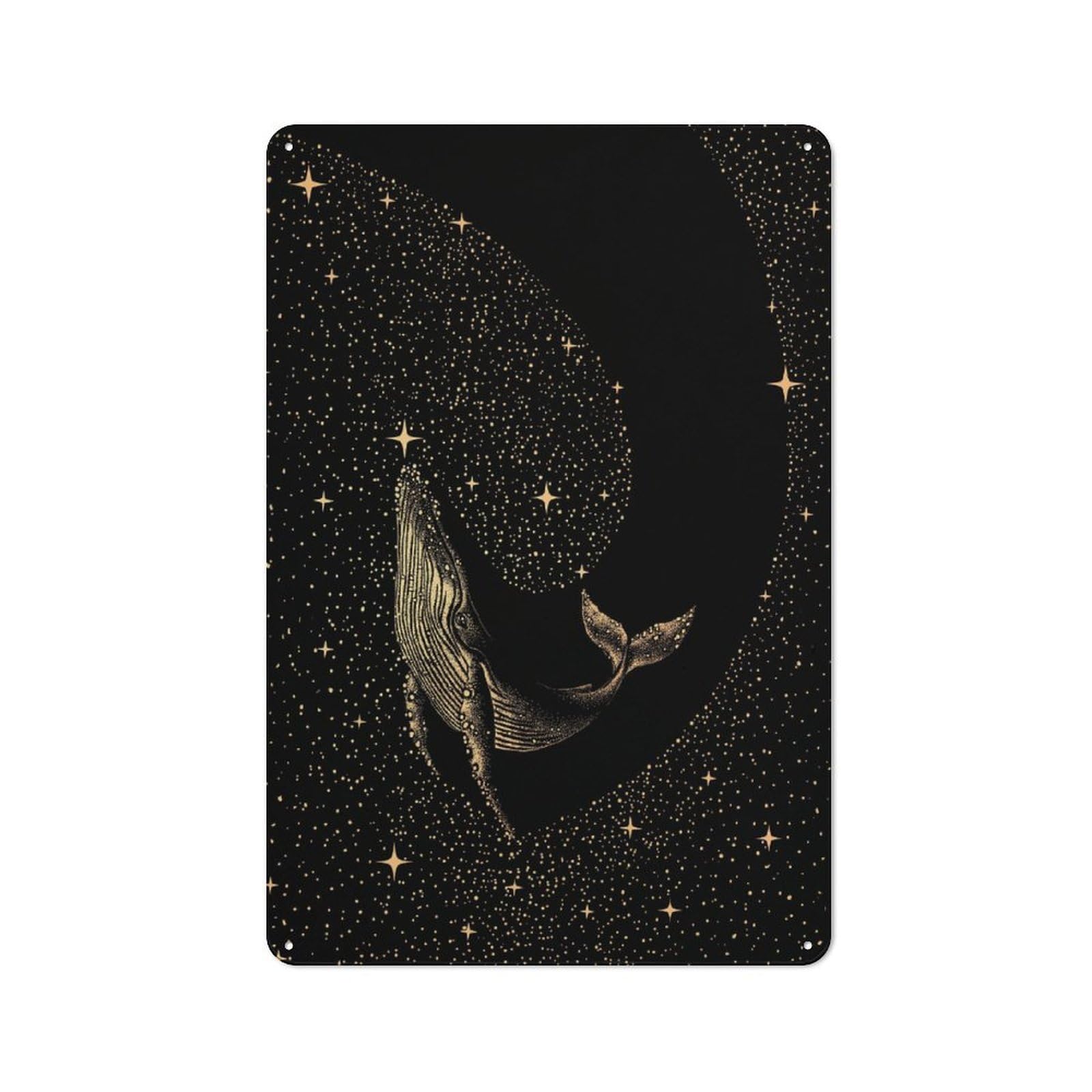 Junmoney Starry Whale Dark Gold Decorative Metal Plaque With Design 30X20cm, Vintage Porch Wall Decor For Shed, Garden Room, Porch Or Garage