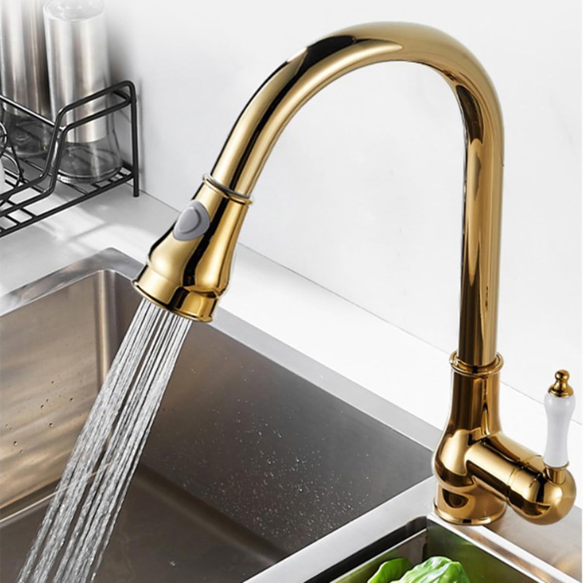 Robinet Cuisine Doré Mitigeur Cuisine avec Douchette Extractible 2 Modes
