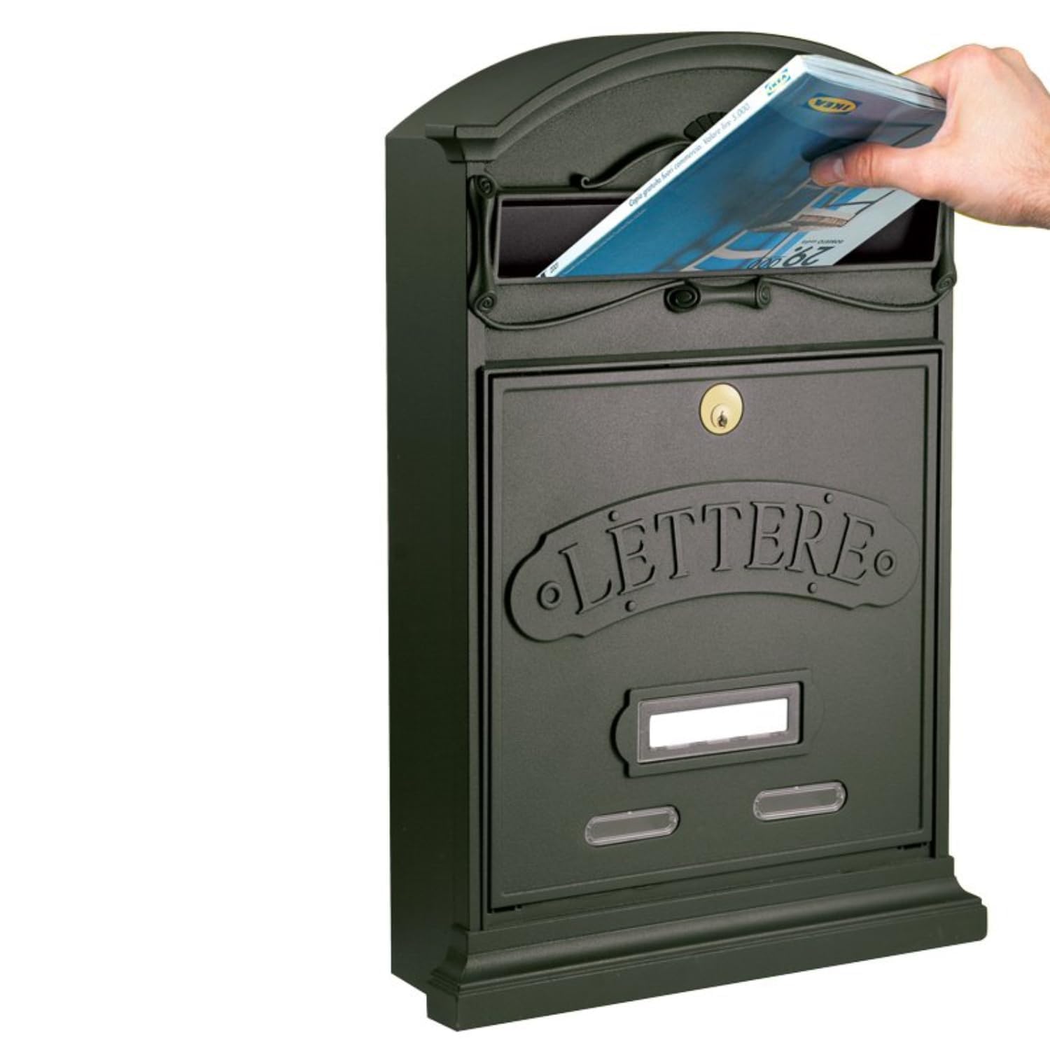 ALUBOX Cassetta Postale Da Esterno 42X27X8,5 Cm Cassetta Posta In Acciaio Zincato Resistente alle Intemperie e Durevole Nel Tempo Cassette Postali Per Esterno Serratura Antiscasso (GHISA)
