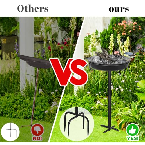 Yalinka US-QY20230207-01 28In Freestanding Birdbaths Bowl Outdoor, Free Standing Garden Bird Bath Bird Feeder Bowl thumb #2