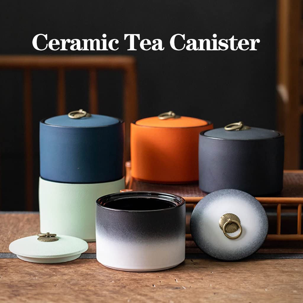 LEIYAN Ceramiczny hermetyczny pojemnik na ciasteczka słoik kuchenny pojemnik na cukierki, wielofunkcyjny uszczelniony pojemnik/pojemnik na herbatę/pojemniki do przechowywania żywności, pojemnik na herbatę do luźnych liści herbaty (kolor: zielony)