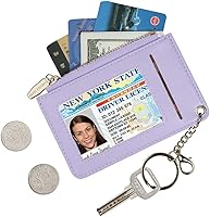 Vista 90 de Carteras pequeñas de cuero delgado para mujeres, tarjetero, cartera, monedero con llavero beige (B-Beige)