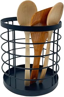 COMFEX Utensil Holder for Kitchen, Cutlery Holder Stand | Metal Wire Kitchen Utensil Holder, Organiser and Drainer - Space Saving Utensil Rack for Spatulas Wooden Spoons and Tongs