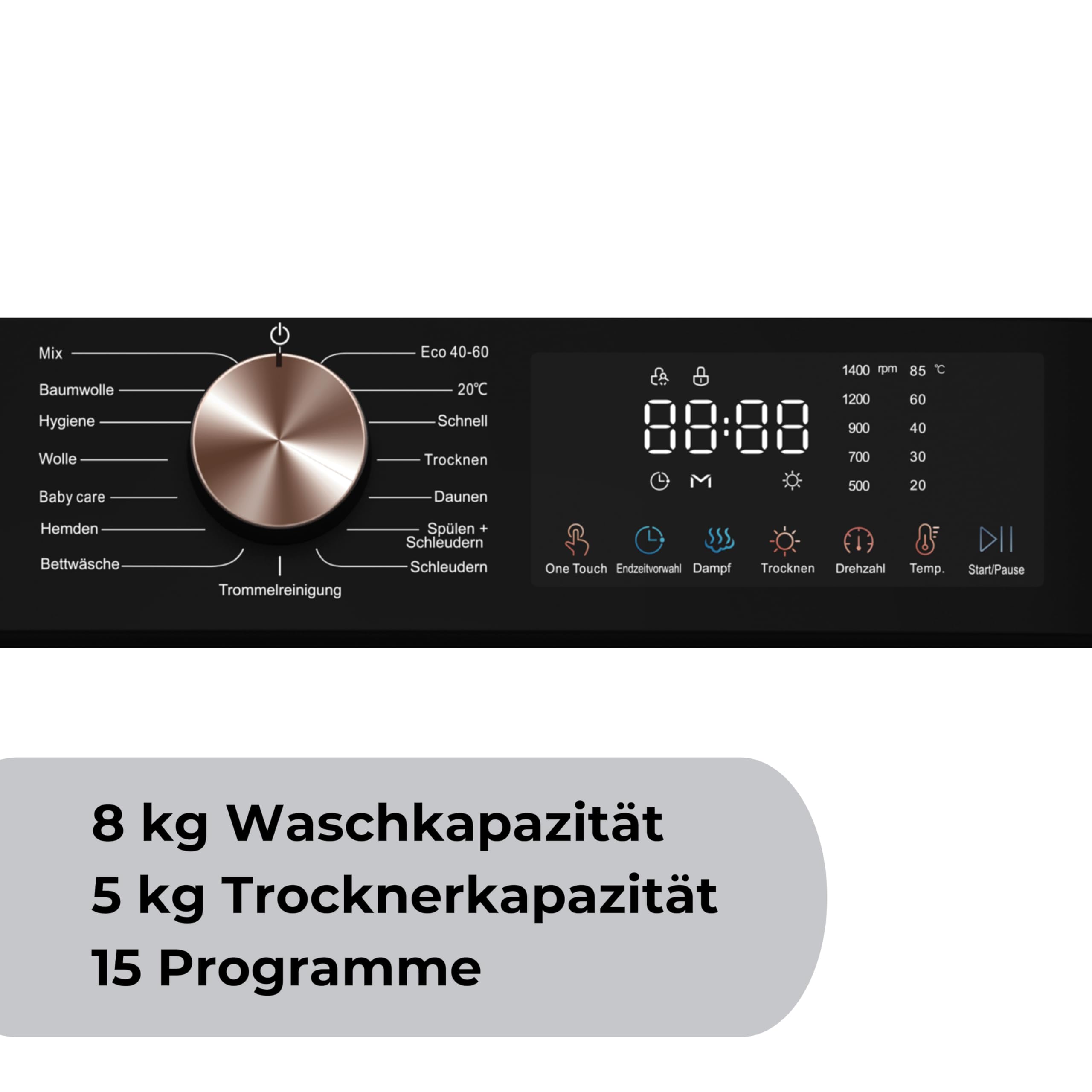 PKM Waschtrockner WT8+5-TC-AD 8 kg Wasch- 5 kg Trocknerkapazität